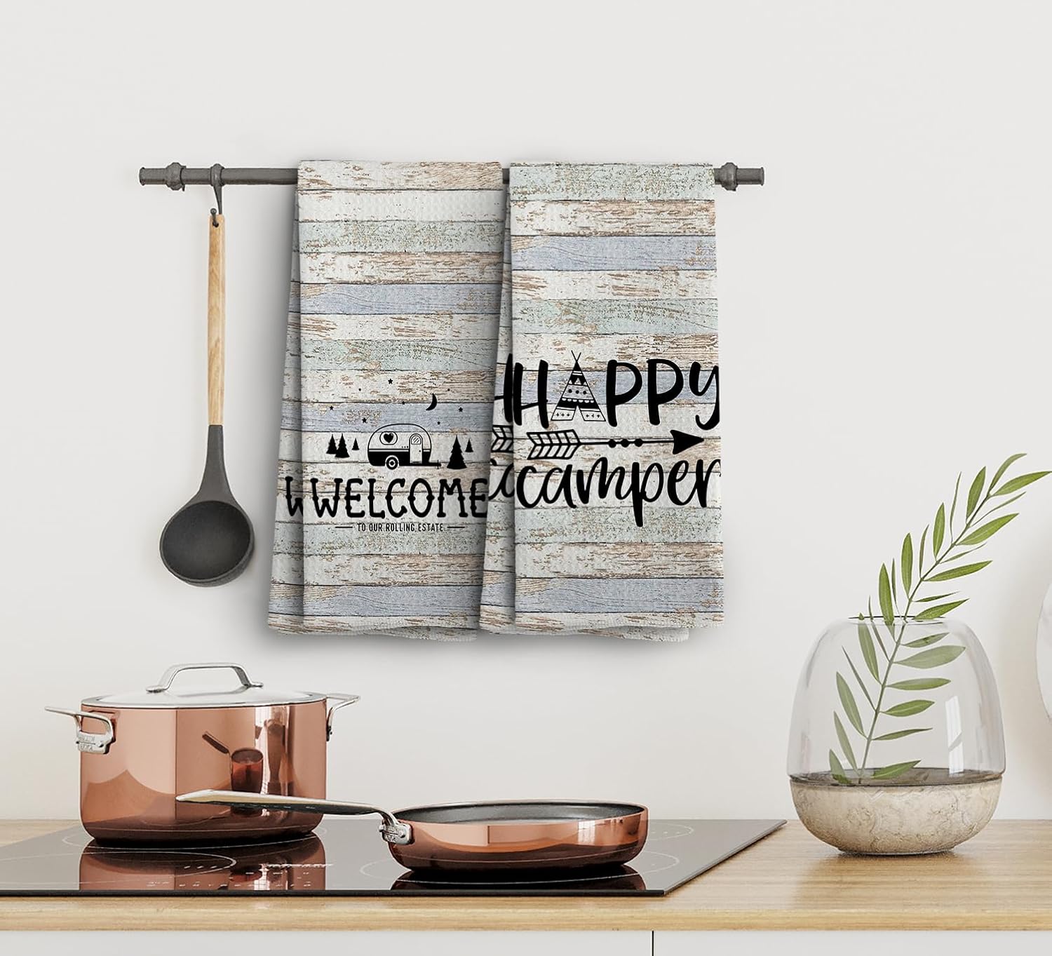 NOQL Happy Camper Hand Towels Set of 2 16x24