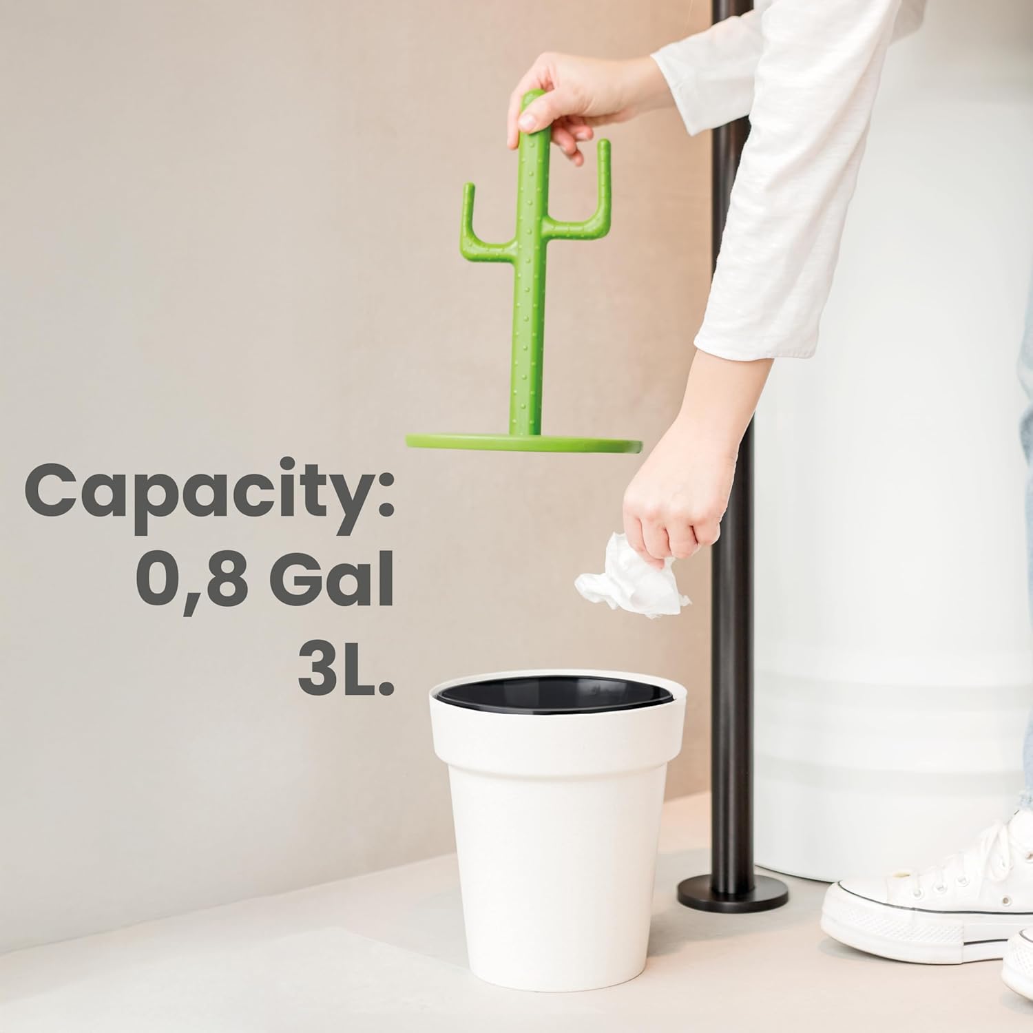 Vigar Cactus 3L Trash Bin with Lid and Inner Bin