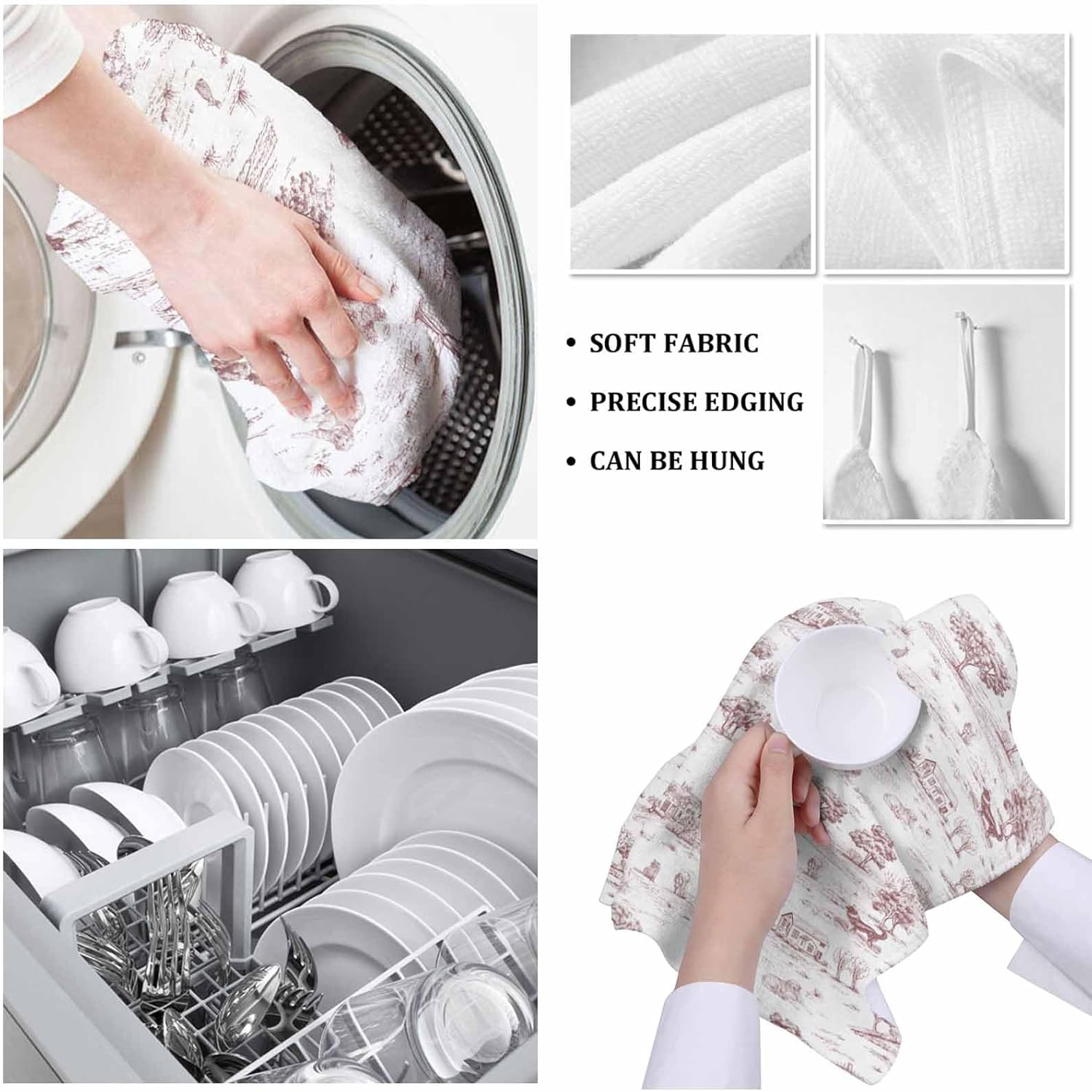ZOE GARDEN 2-Pack Farmhouse Red Brown Kitchen Towels