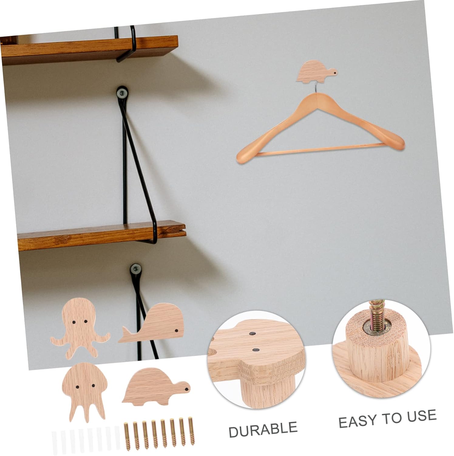 Sosoport Animal Wall Hooks with Oak Design