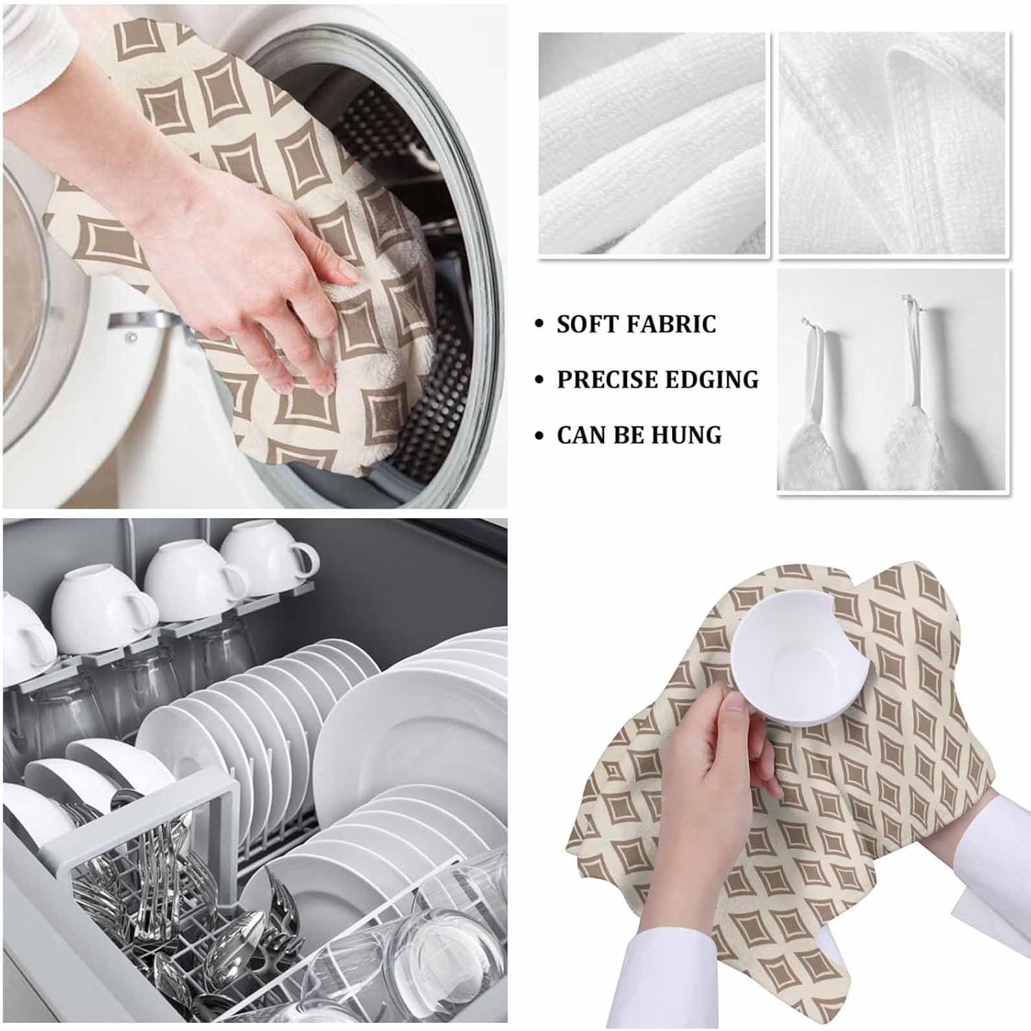 ZOE GARDEN Geometric Kitchen Towels 4-Pack 18x28 Quick Dry Absorbent