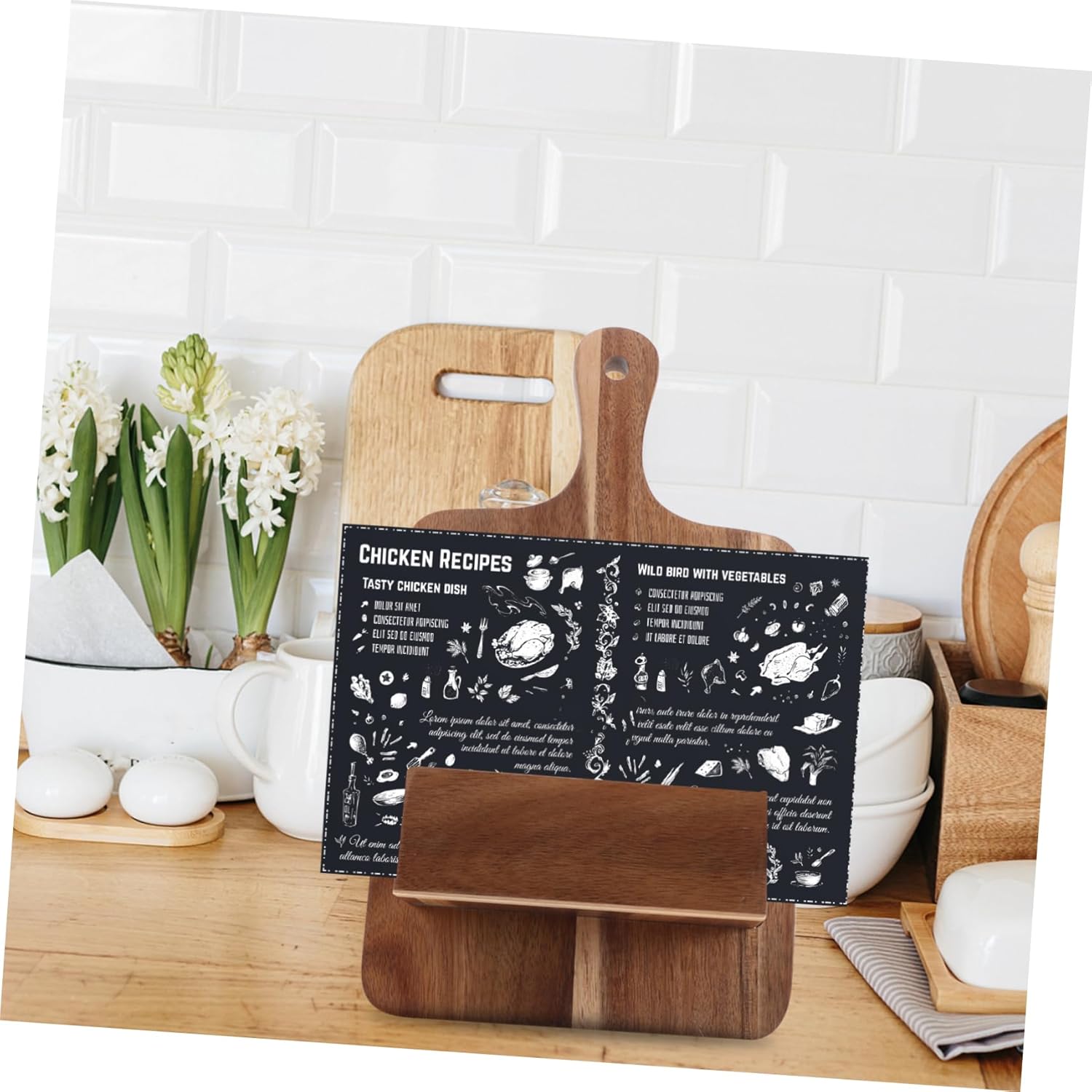 Stylish Wooden Cookbook Holder Stand for Kitchen Counter
