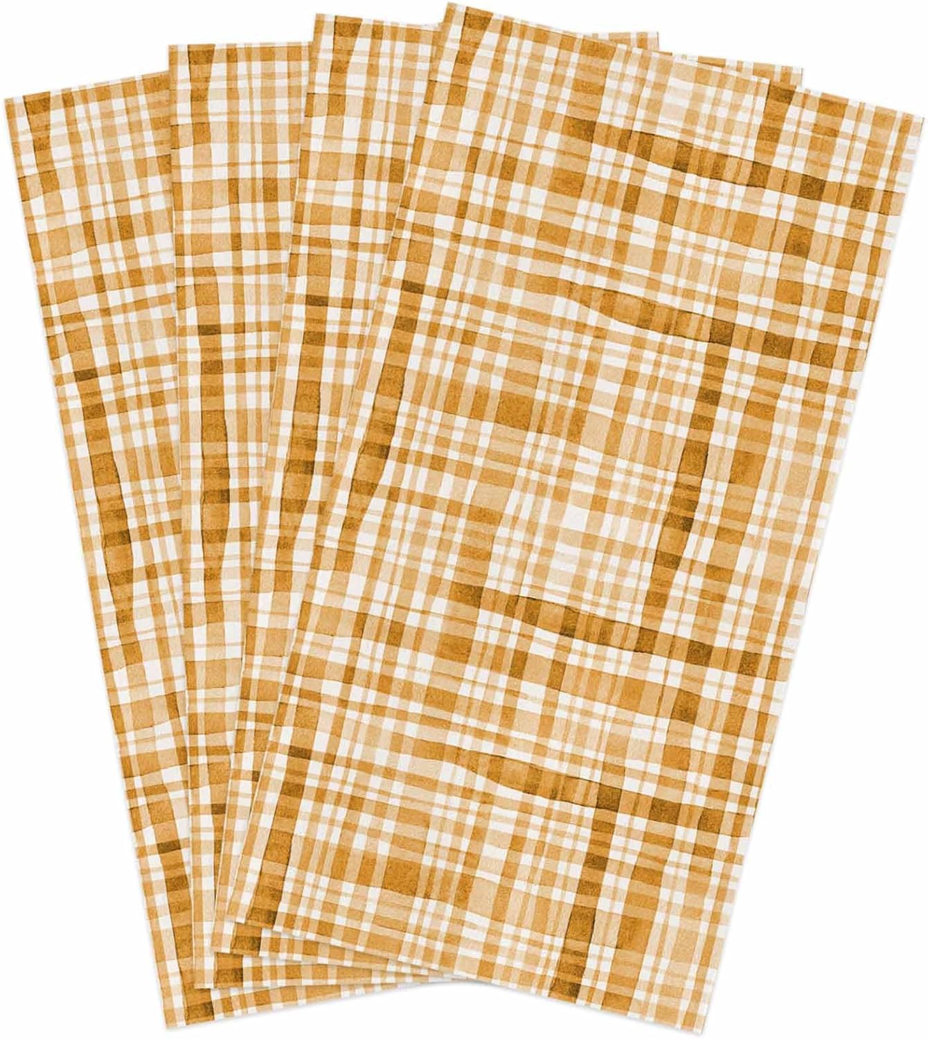 ZOE GARDEN Brown Orange Plaid Dish Towels 4-PC 18x28