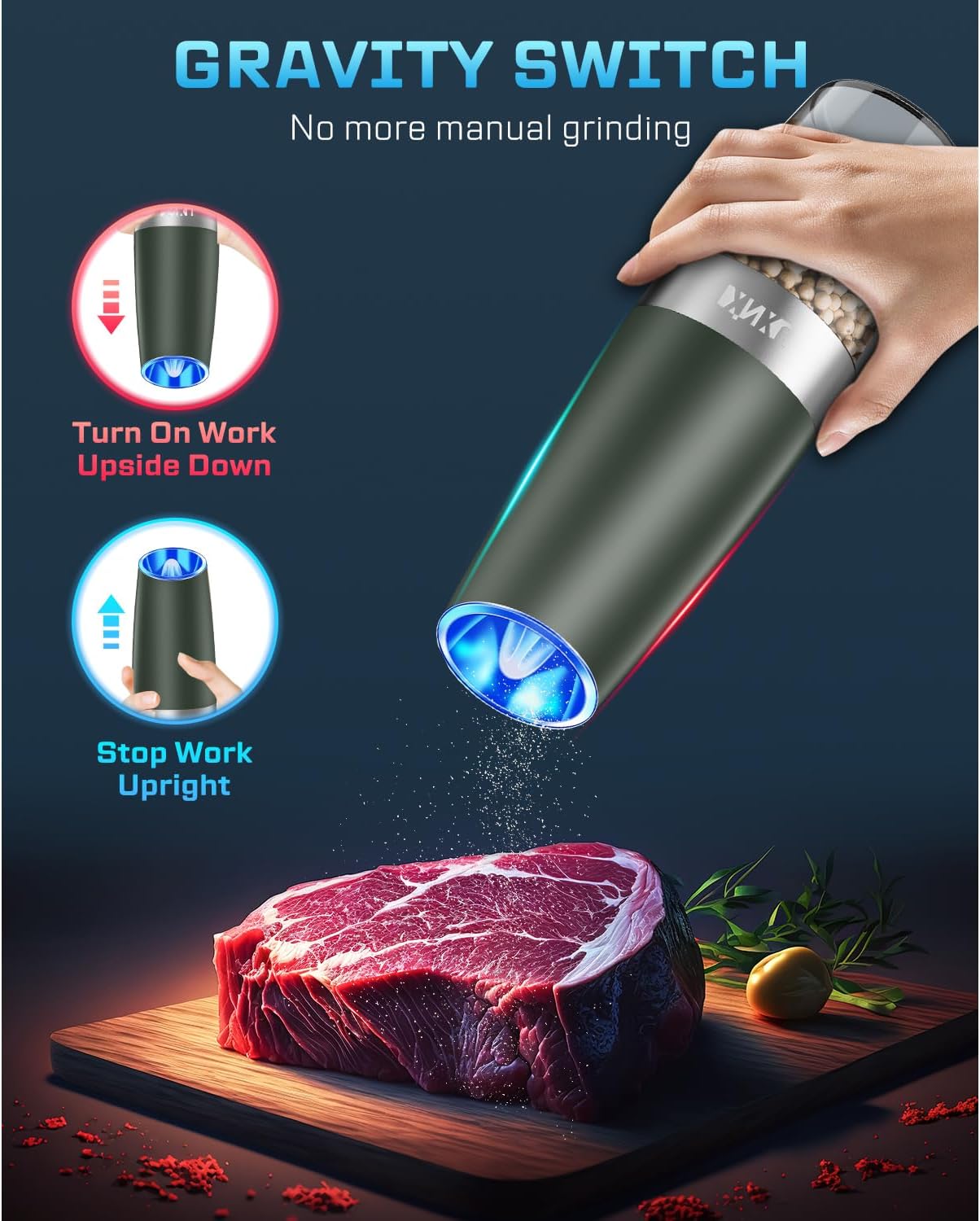 XinXu Gravity Electric Salt Pepper Grinder Set