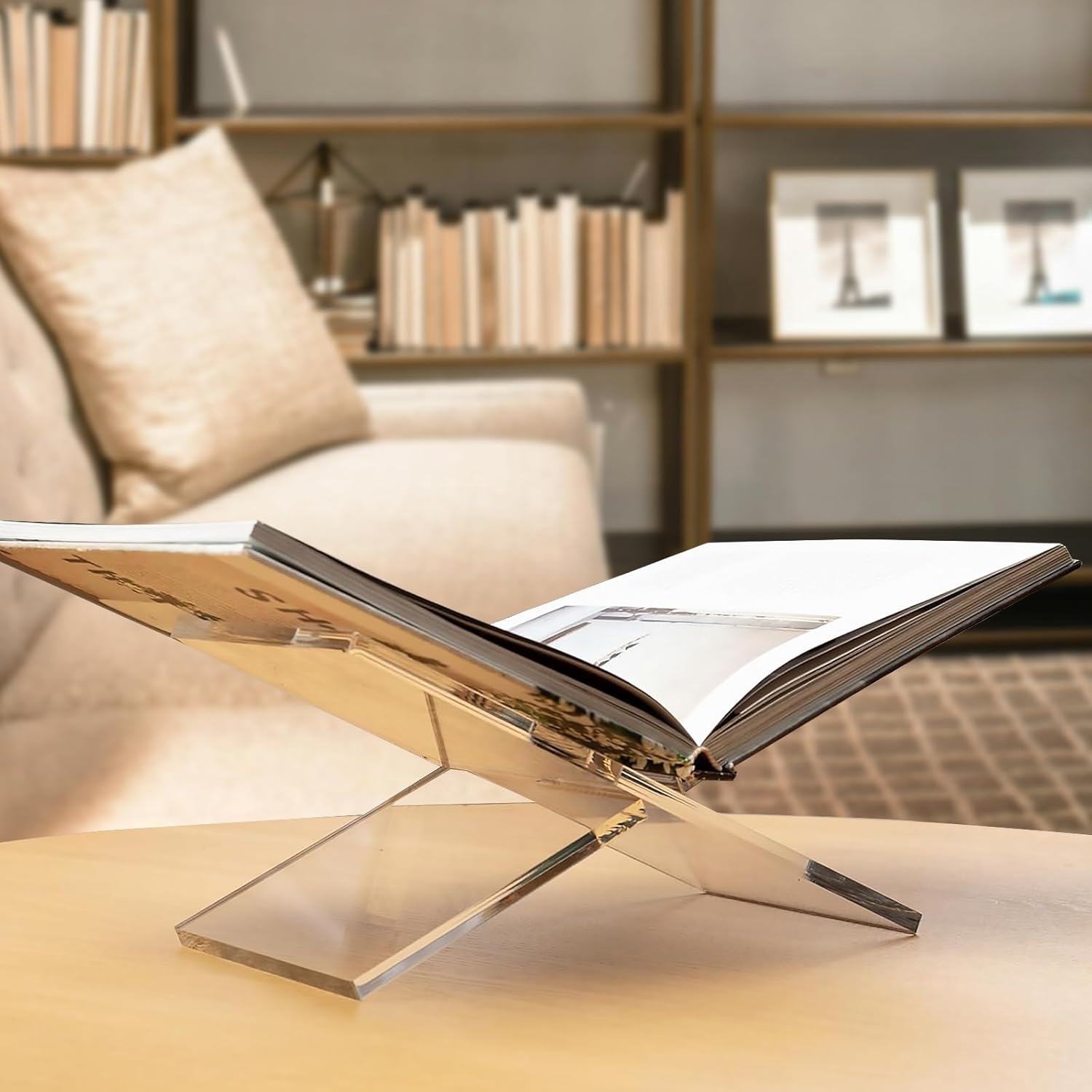 Fincoly Acrylic Book Stand for Kitchen Counter and Coffee Table
