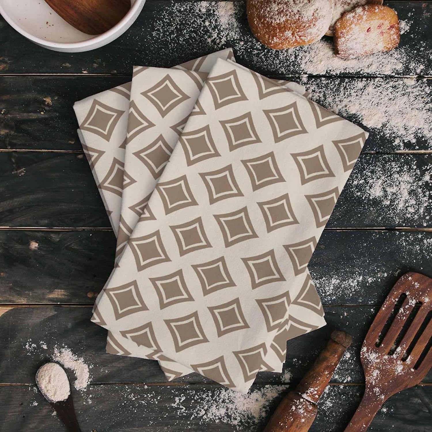 ZOE GARDEN Geometric Kitchen Towels 4-Pack 18x28 Quick Dry Absorbent