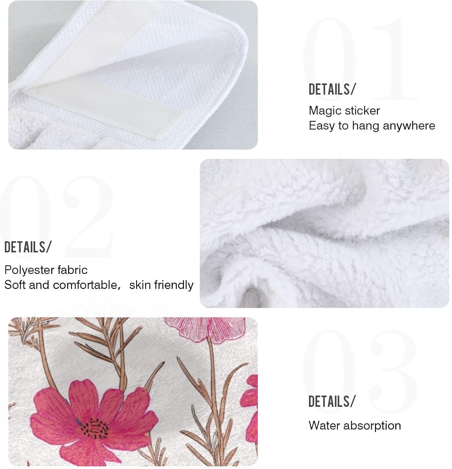 OTVEE Floral Pattern Kitchen Towels 2 Pieces