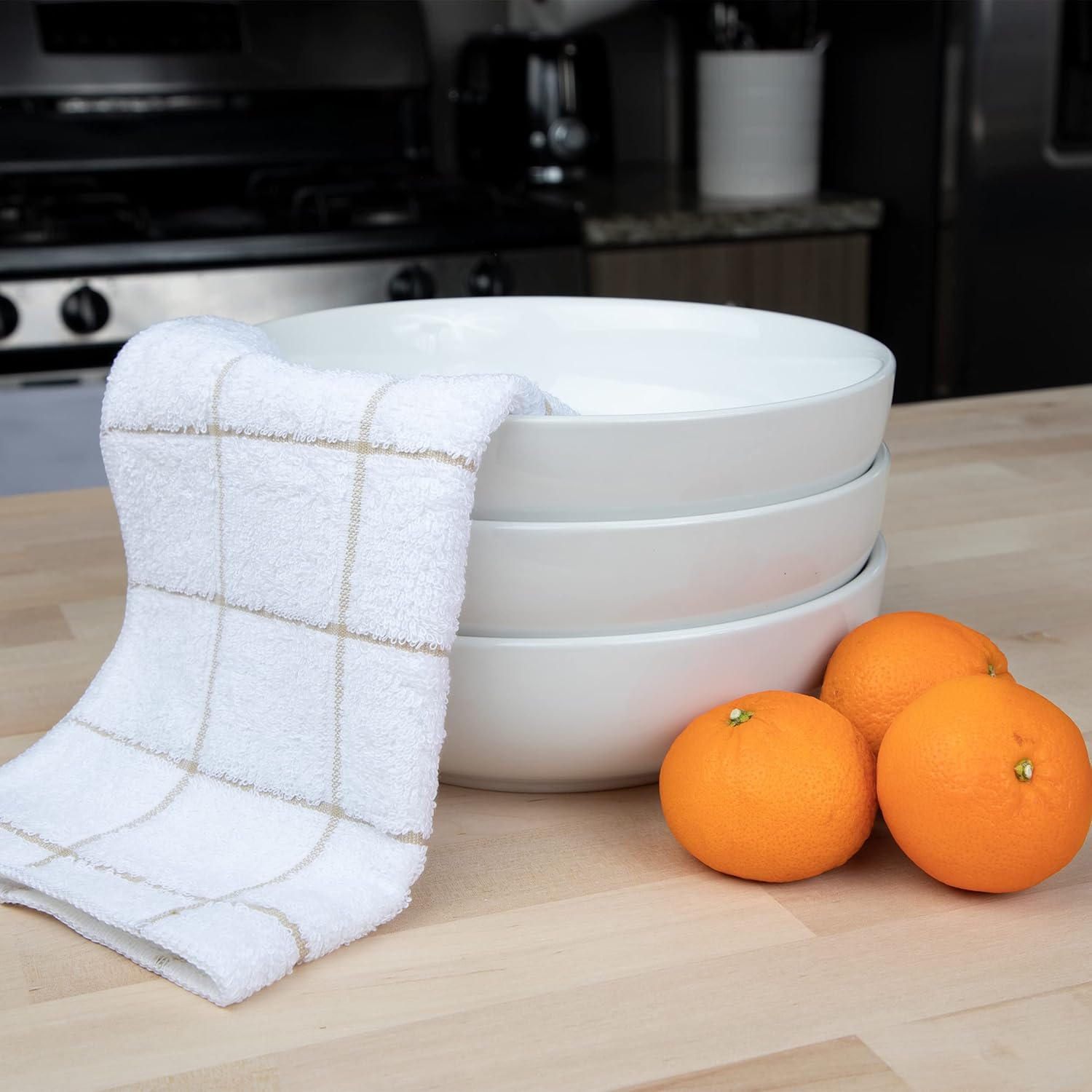 Arkwright Dish Towels - 12 Pack 100 Cotton 12x12 Inches Tan
