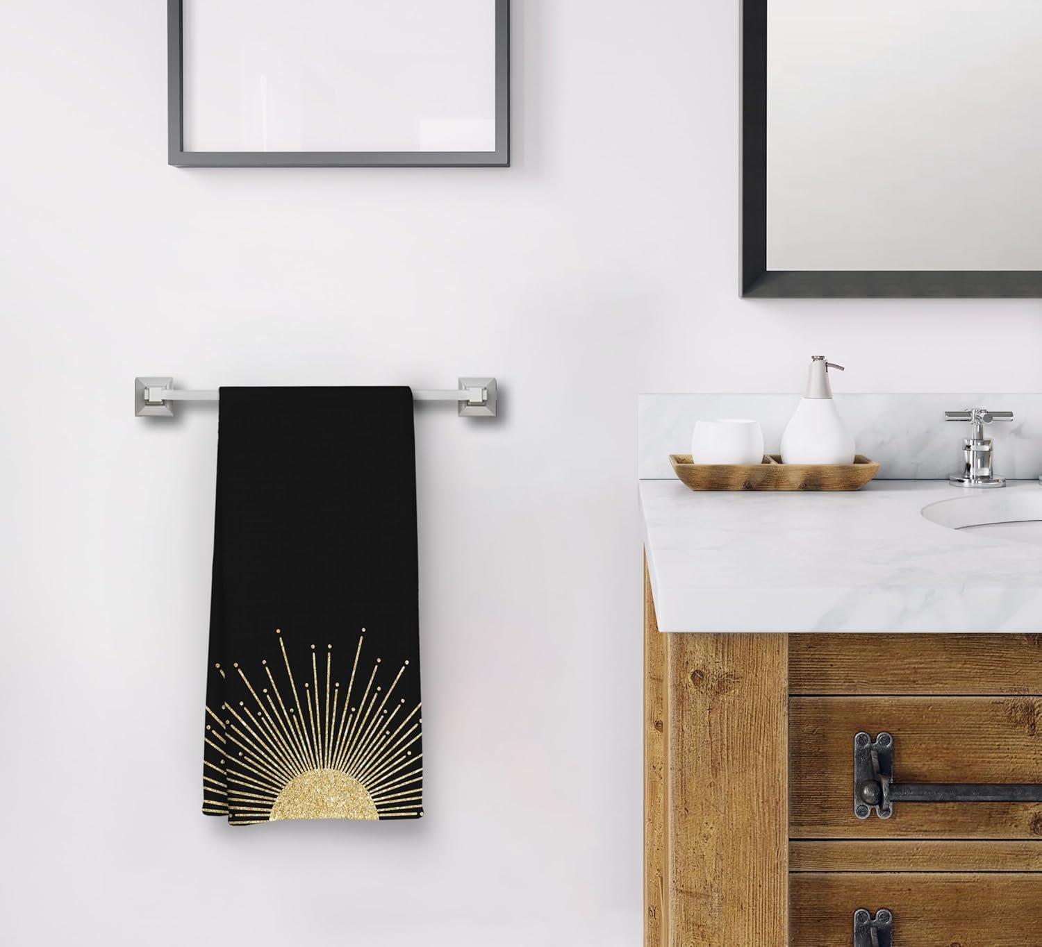 Dwept Abstract Boho Golden Sun Dish Towel 16x24 Inches