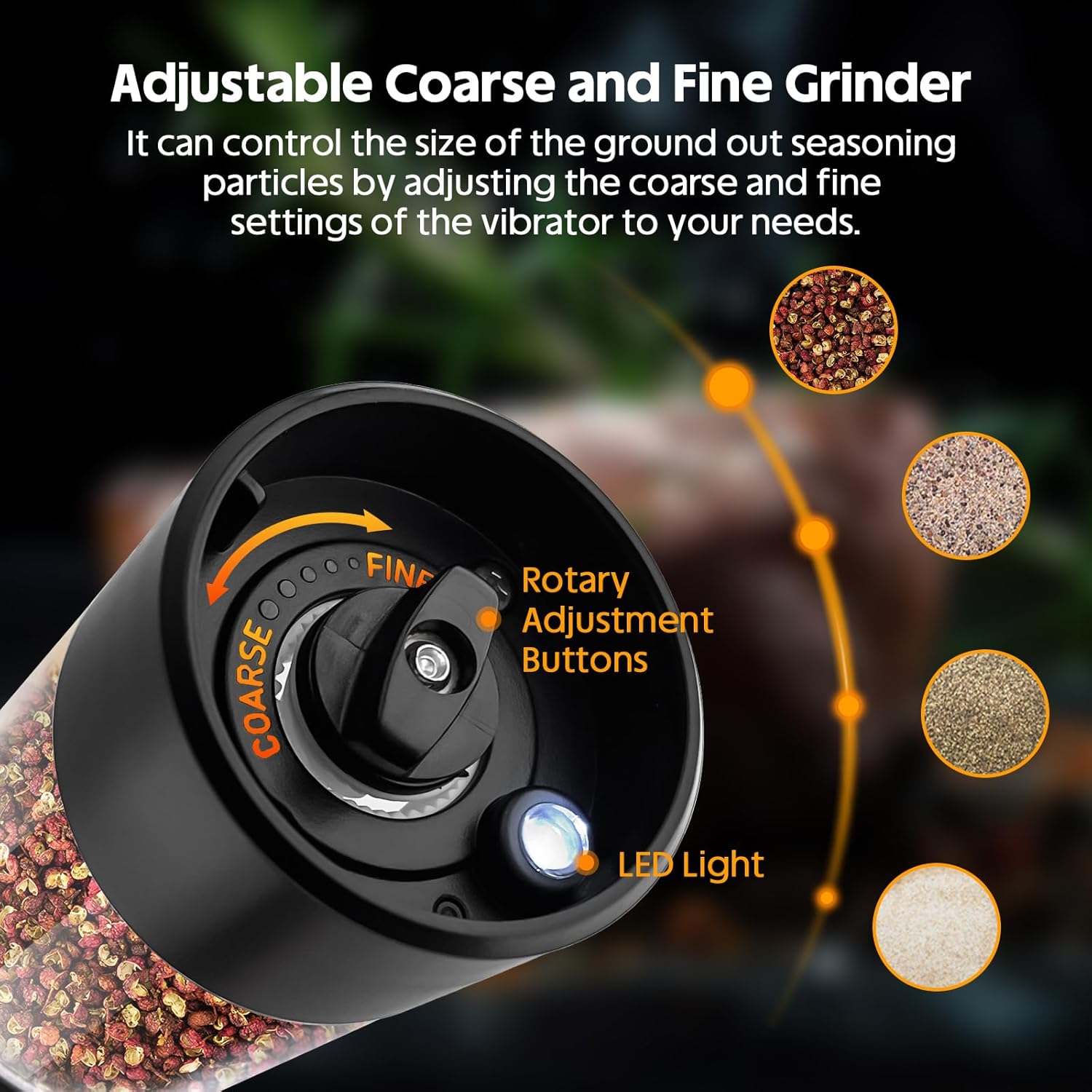 Electric Salt Pepper Grinder Set with LED Light