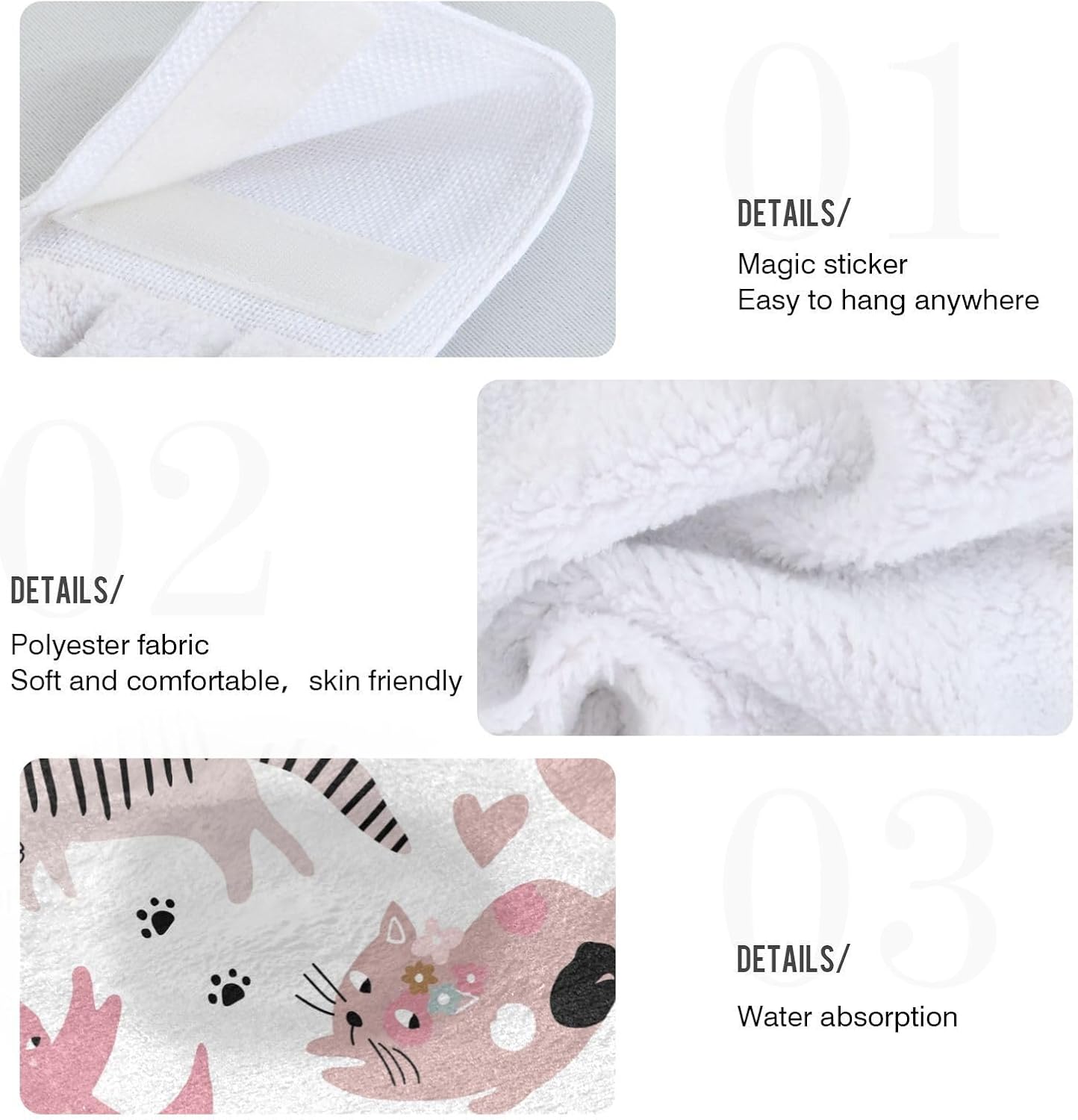 OTVEE Cute Girl Cat Pattern Dish Towels 2 Pieces 1
