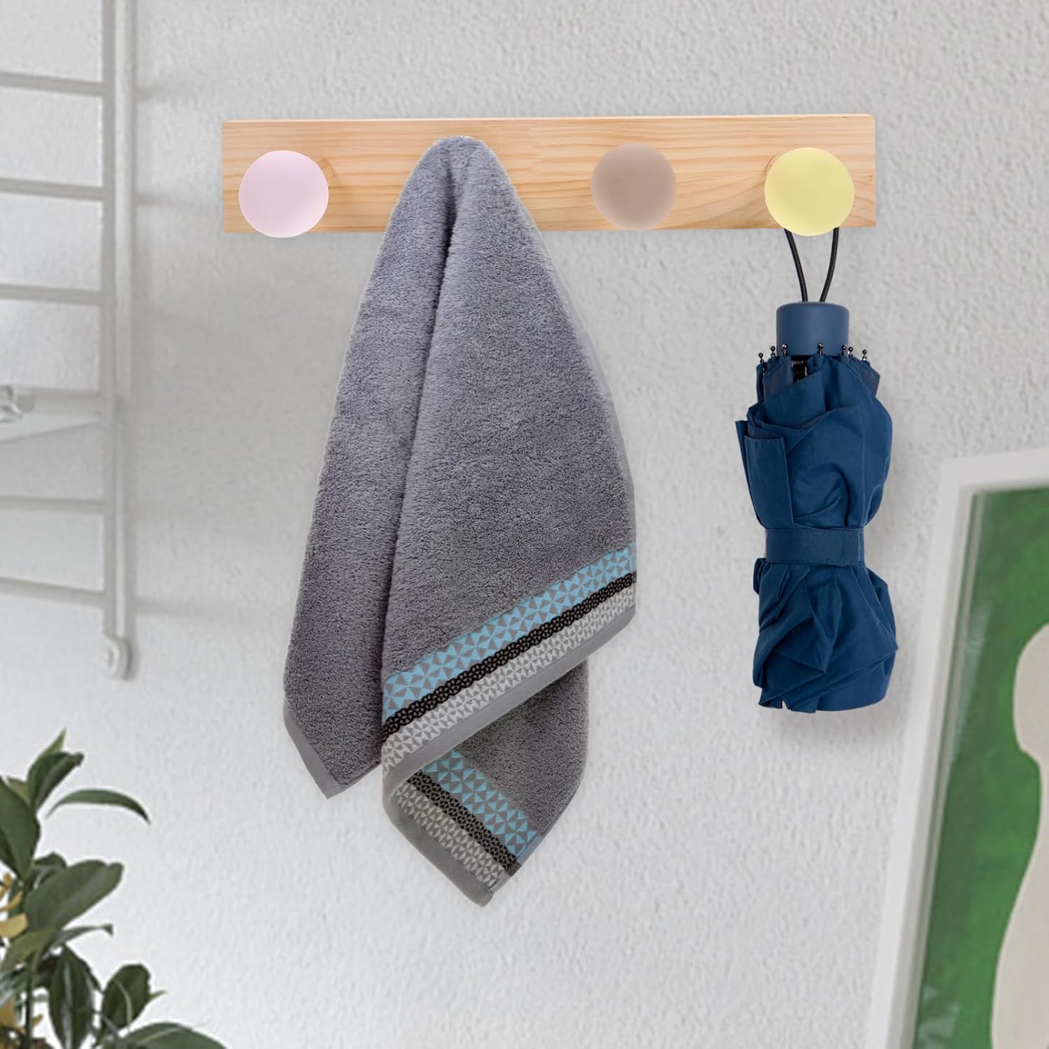 Wakauto Wooden Coat Hanger Heavy Duty Wall Hook for Home Organization