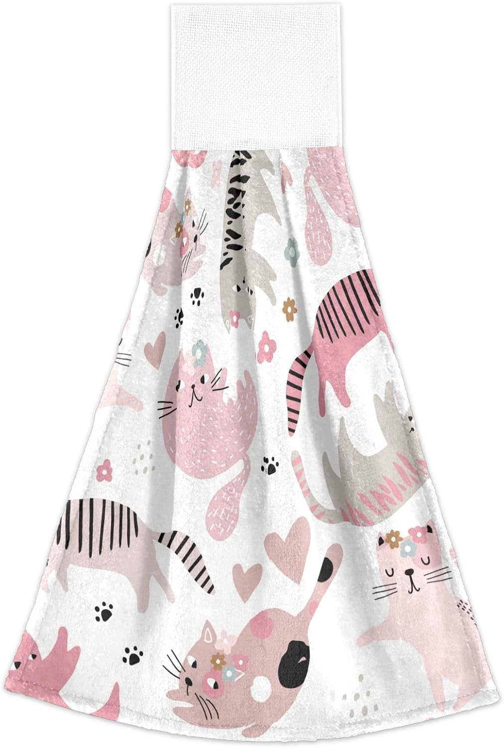 OTVEE Cute Girl Cat Pattern Dish Towels 2 Pieces 1