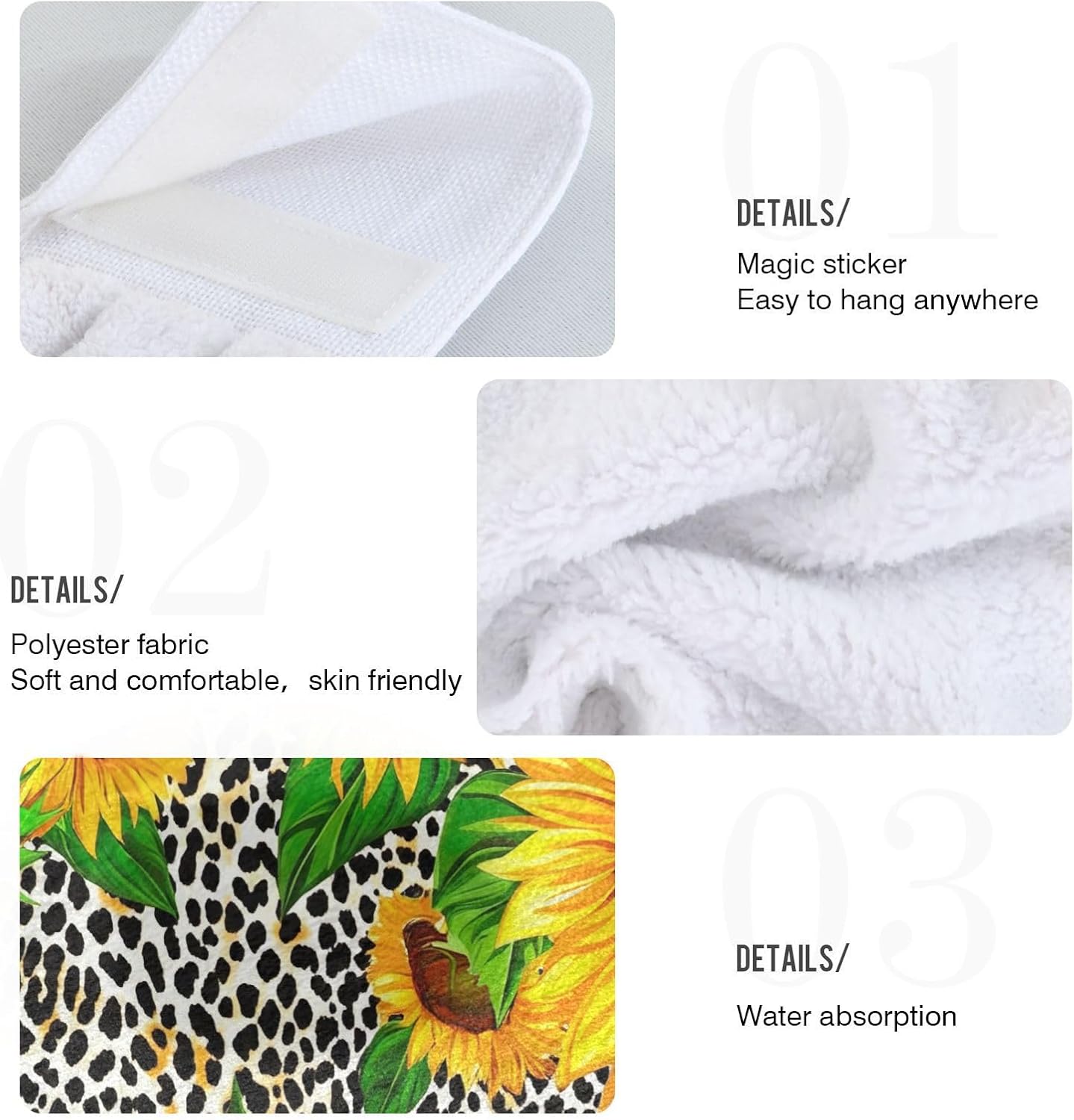 RPLIFE Vibrant Sunflowers Dish Towels Set of 2 with Hanging Loops
