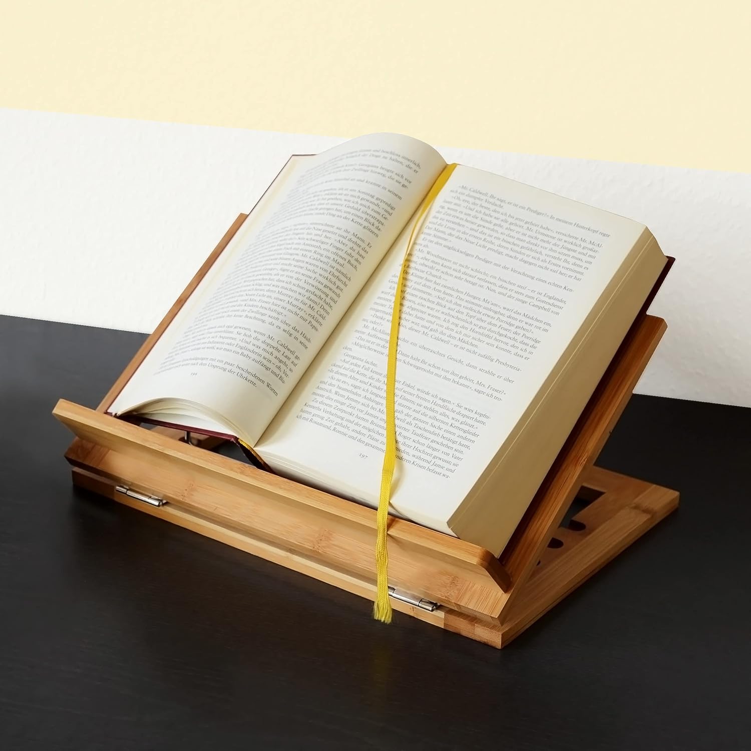 Relaxdays Bamboo Cookbook Stand Adjustable Angle