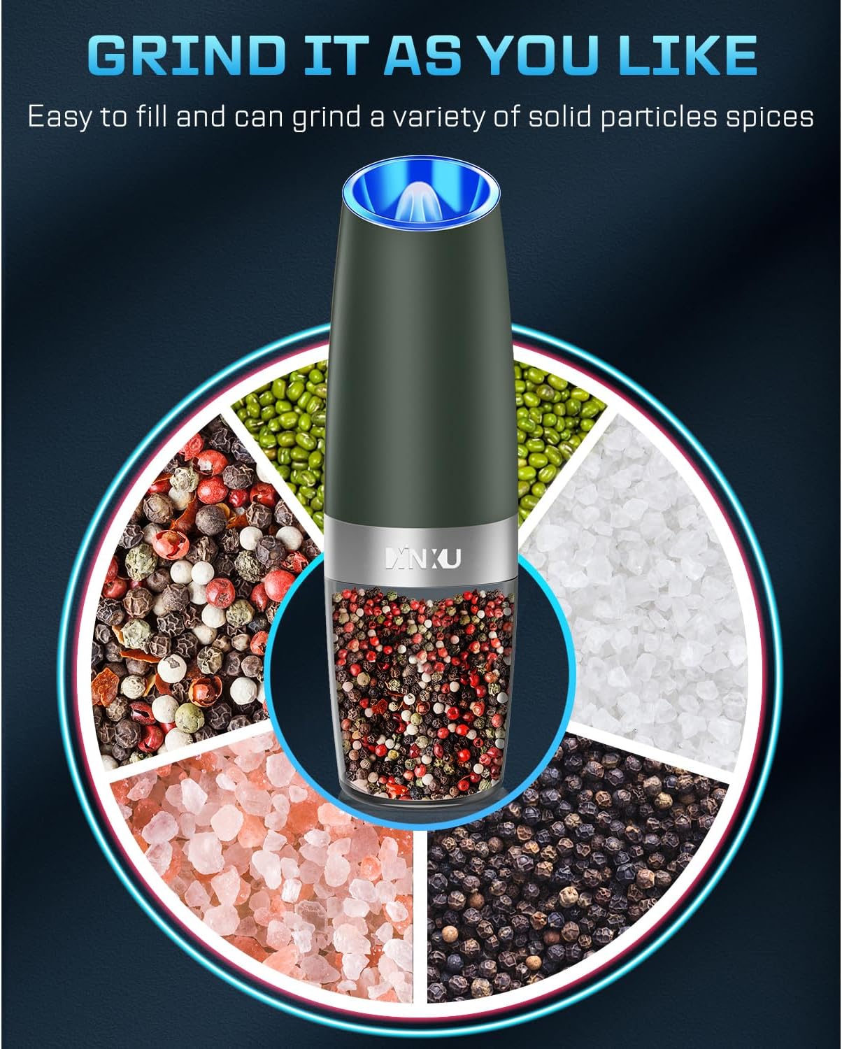 XinXu Gravity Electric Salt Pepper Grinder Set