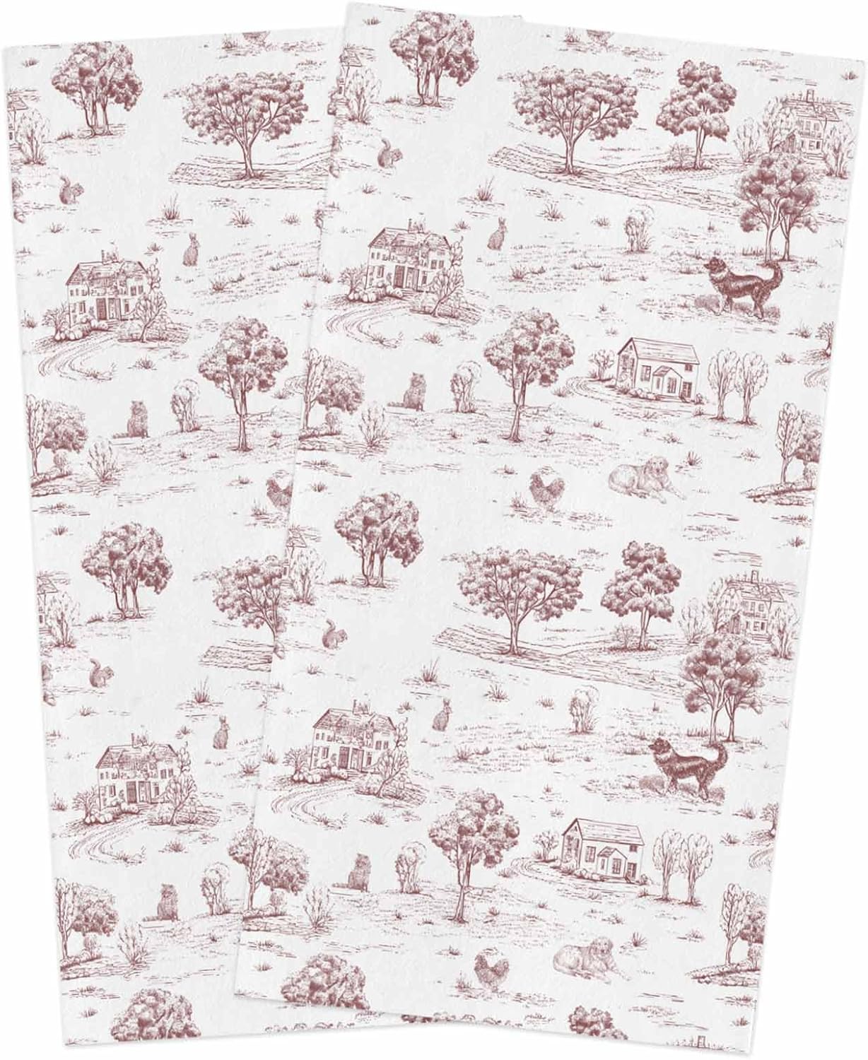 ZOE GARDEN 2-Pack Farmhouse Red Brown Kitchen Towels