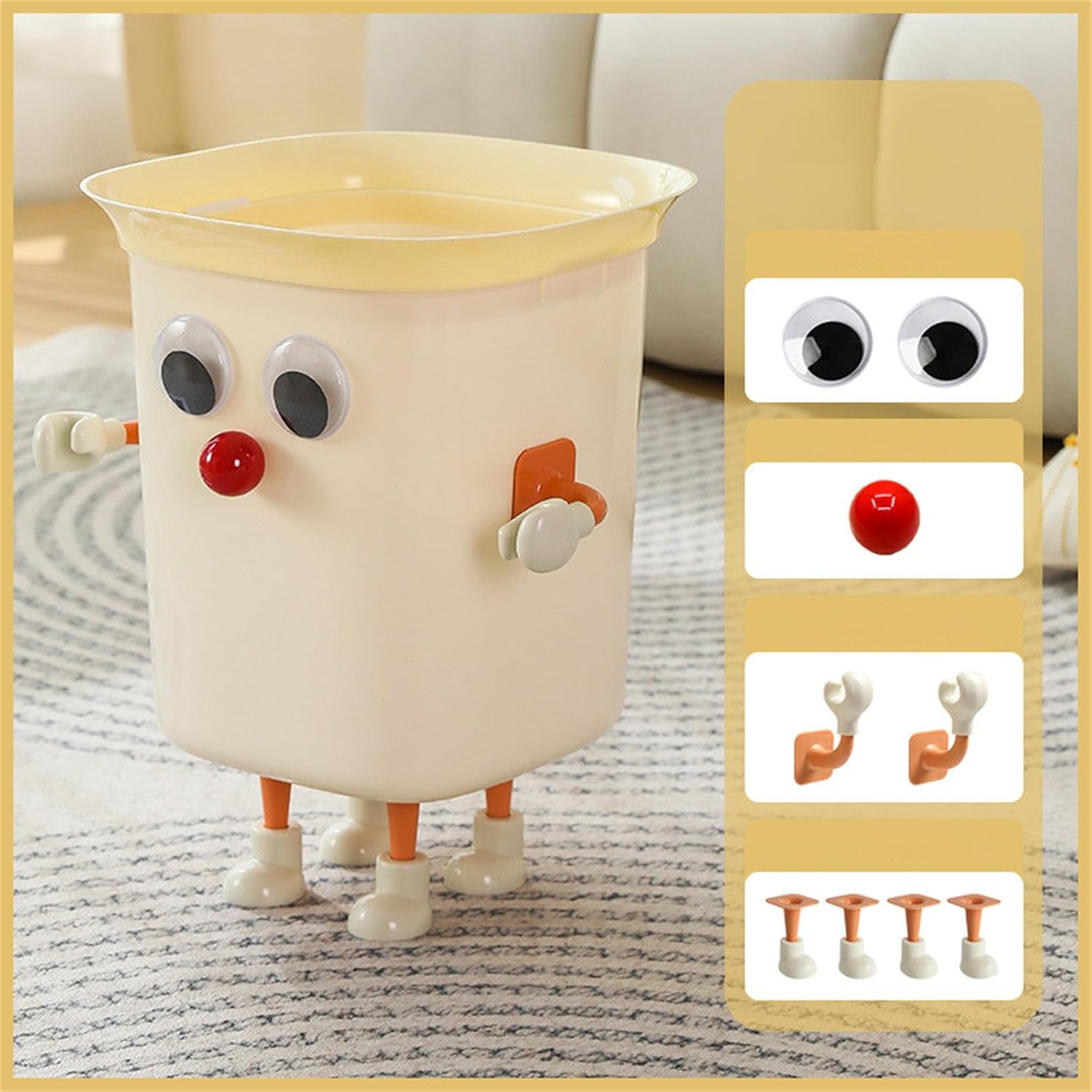 Funny Big Eyes Trash Can with Feet 1