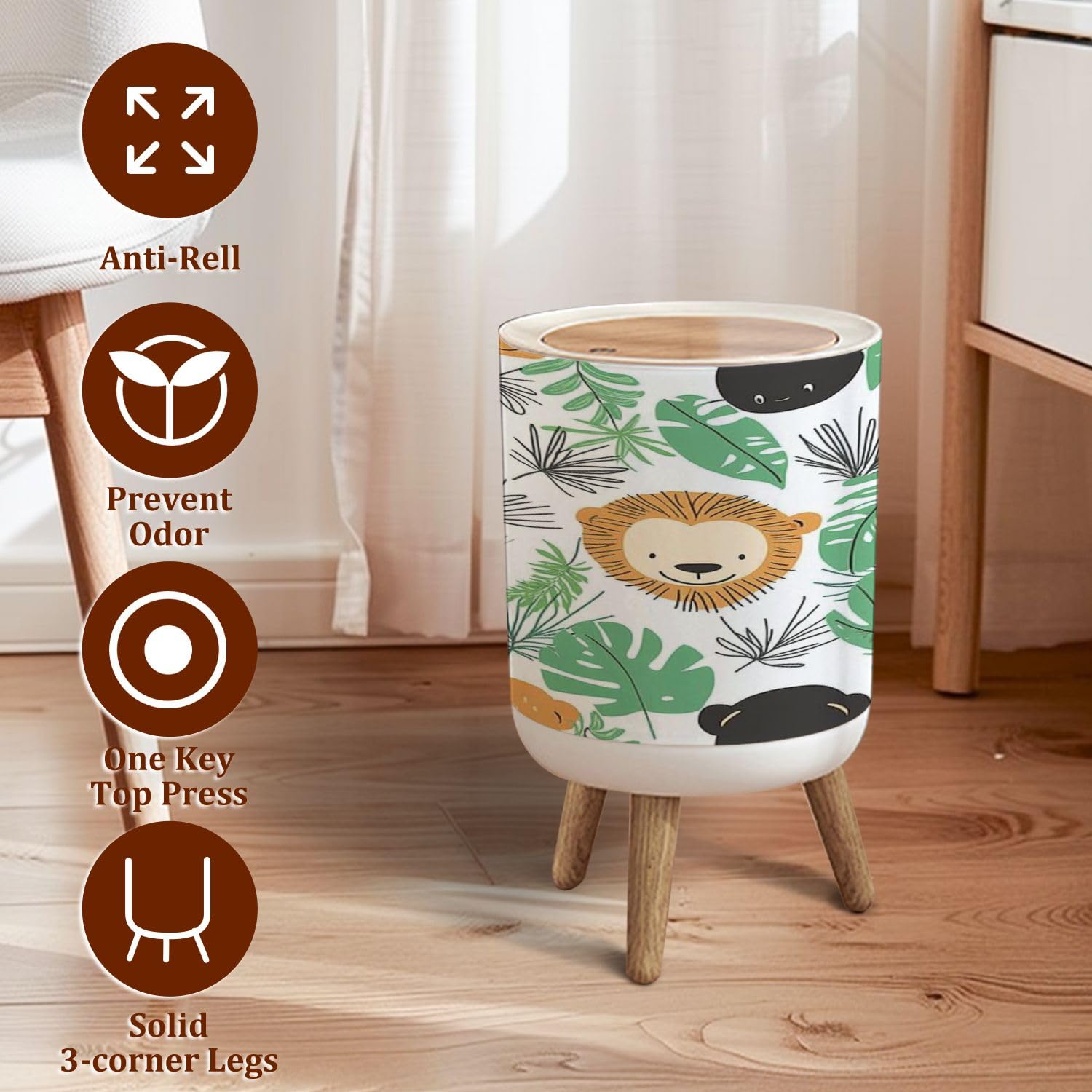 JBNJANKDAV Small Trash Can with Lid for Kids 1