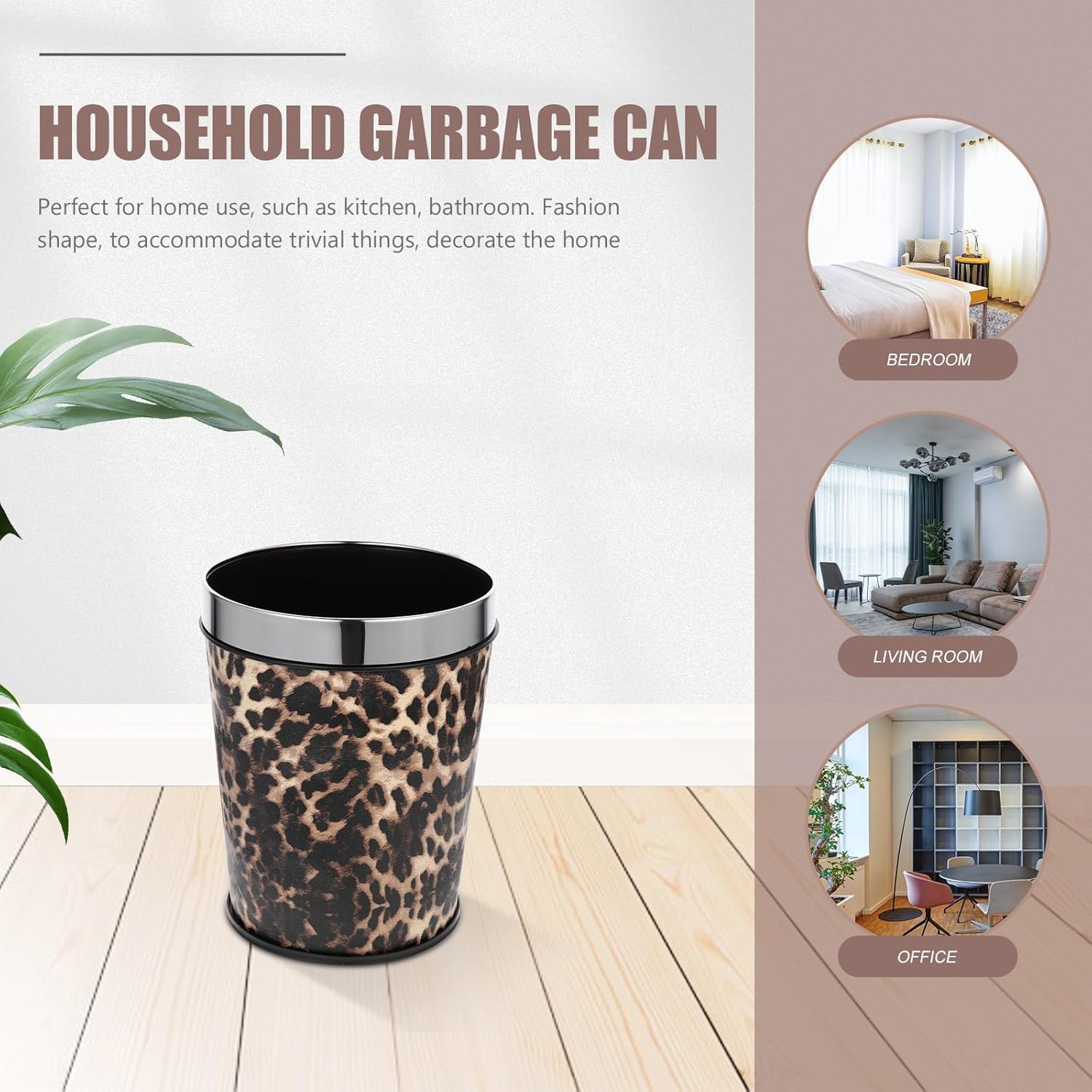 COHEALI 5L Metal Trash Can with Fixed Bag Ring