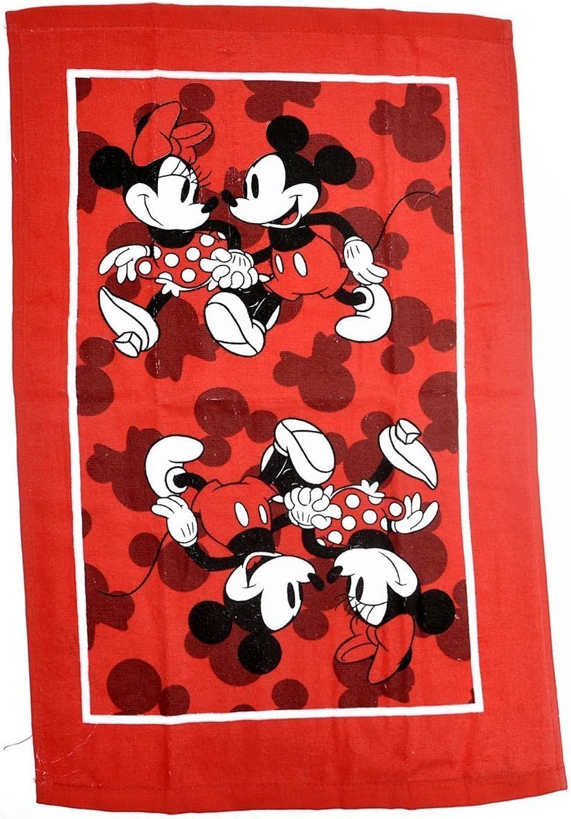 Disney Oven Mitt Pot Holder Dish Towel 3 pc Set Mickey Minnie Red