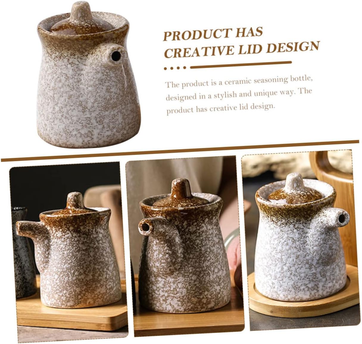 Zerodeko Ceramic Sauce Dispenser with Lid