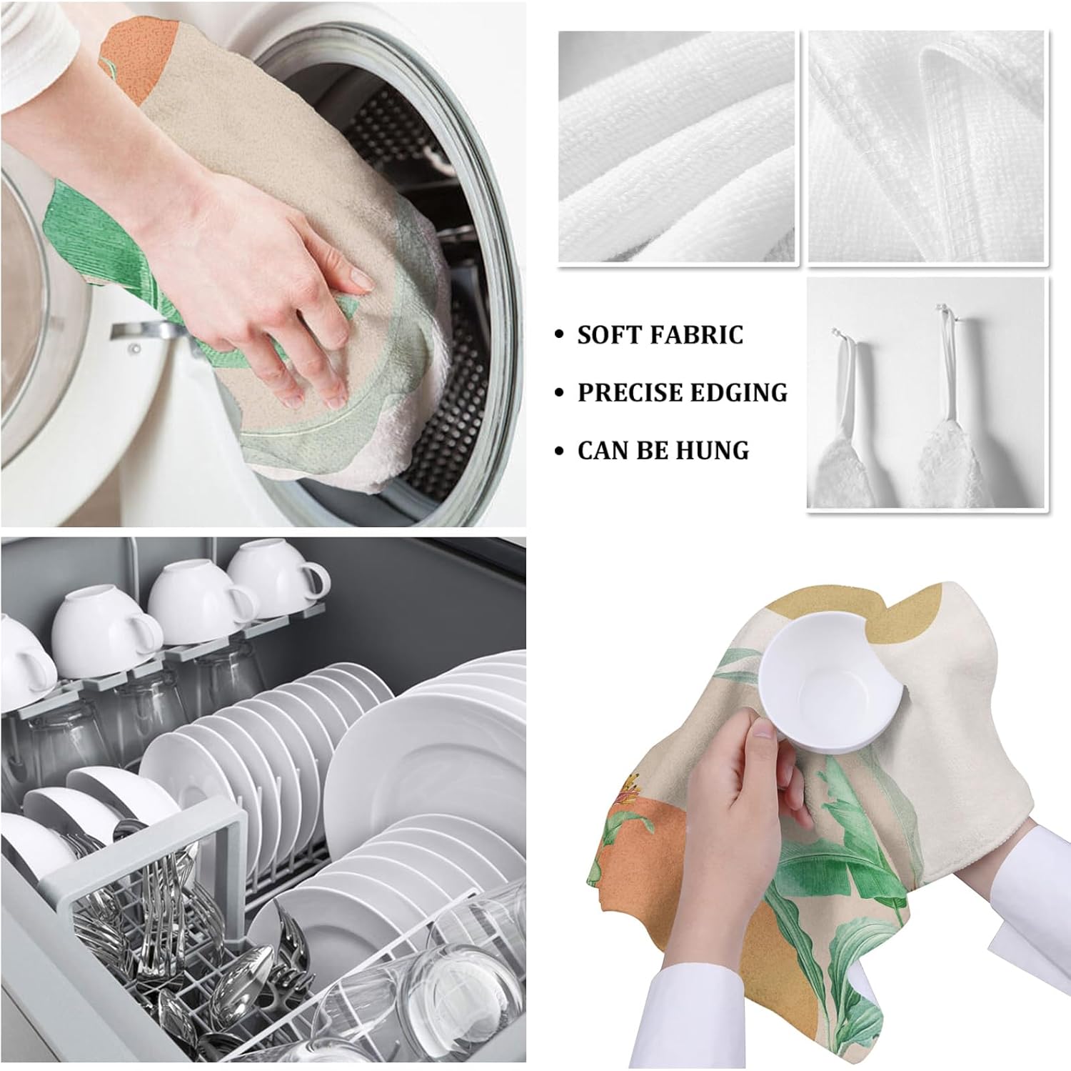 ZOE GARDEN Modern Leaves Kitchen Towels 4-Pack