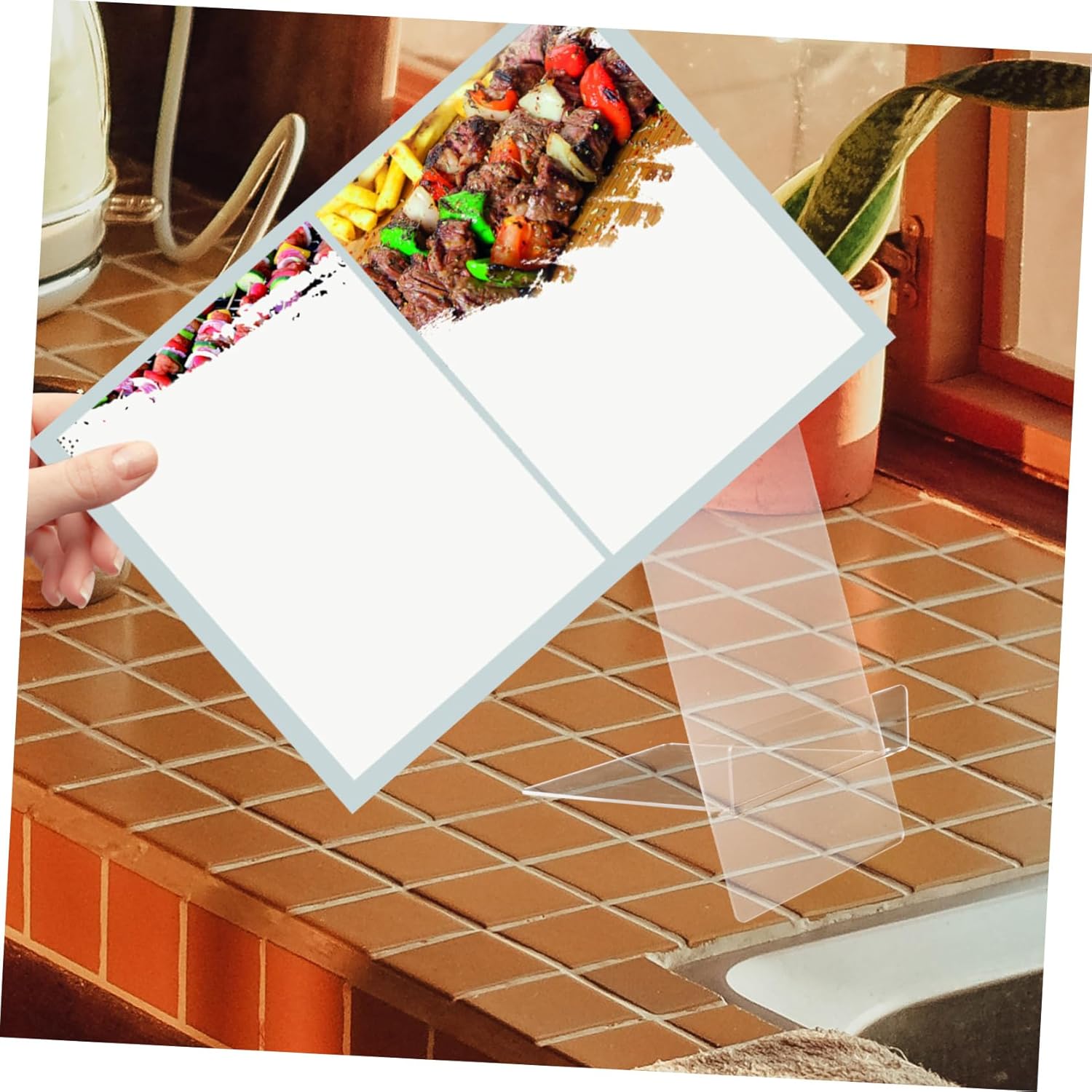 CATIEBYE Adjustable Acrylic Recipe Stand for Desk and Kitchen