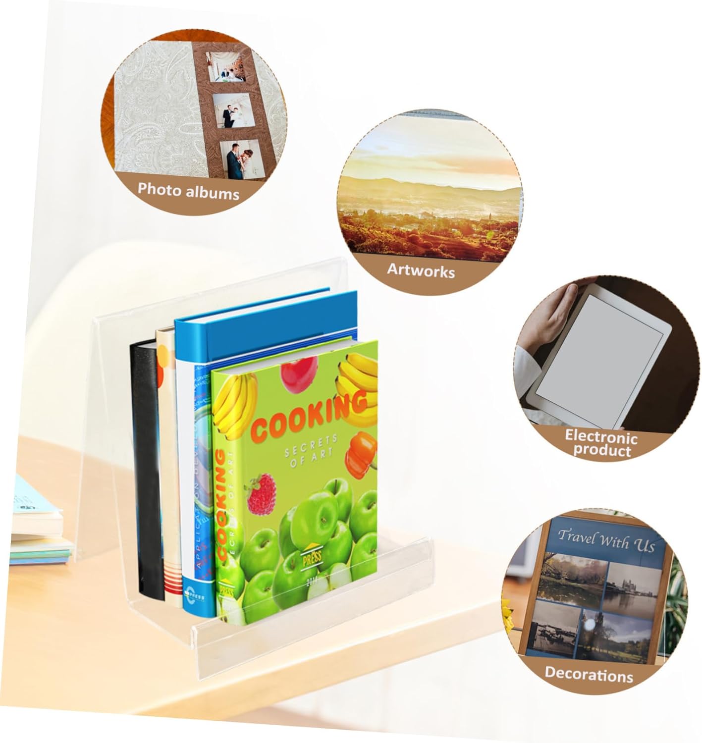 Luxshiny Acrylic Book Shelf for Magazines and Art