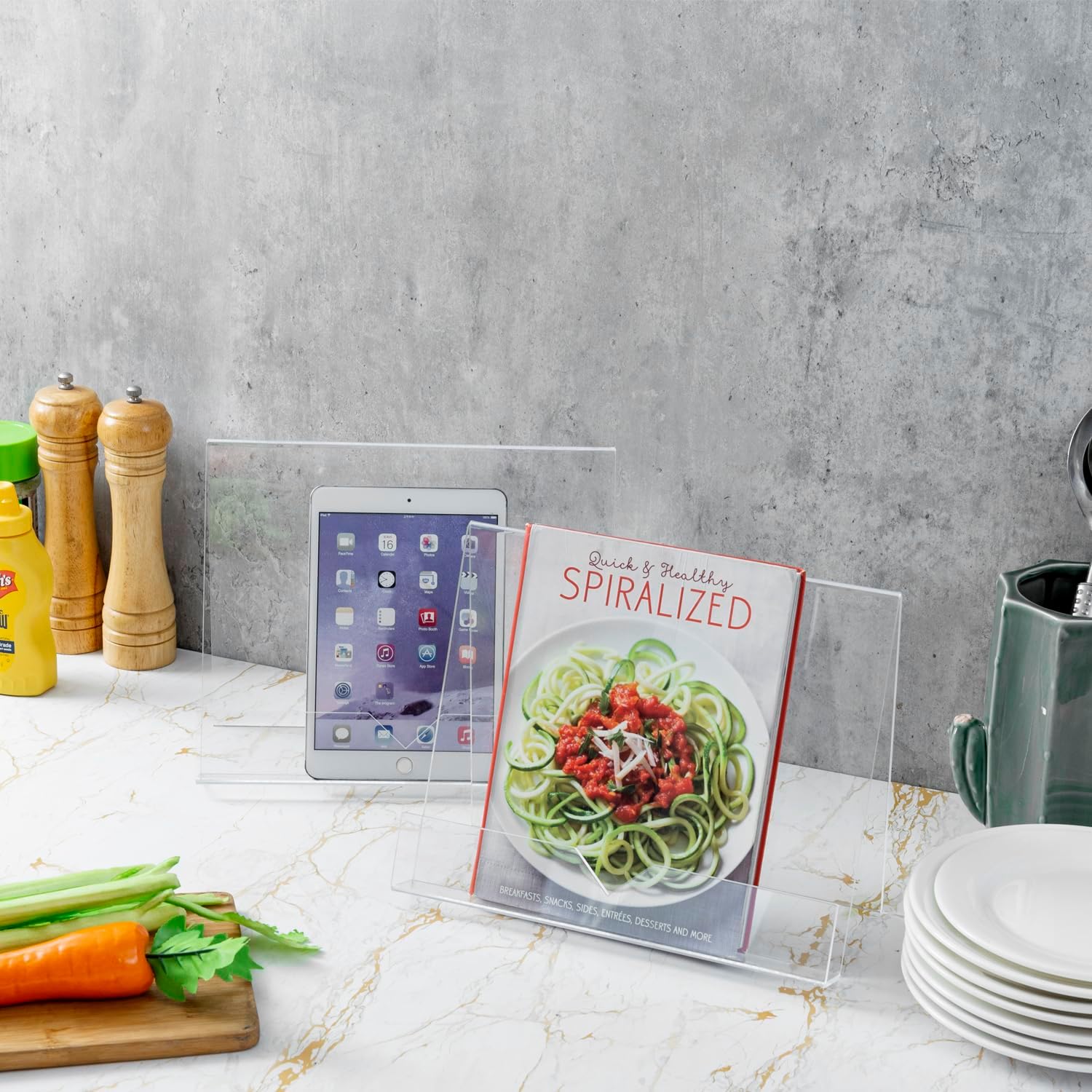MyGift Modern 4 mm Clear Acrylic Cookbook Holder Set of 2 1