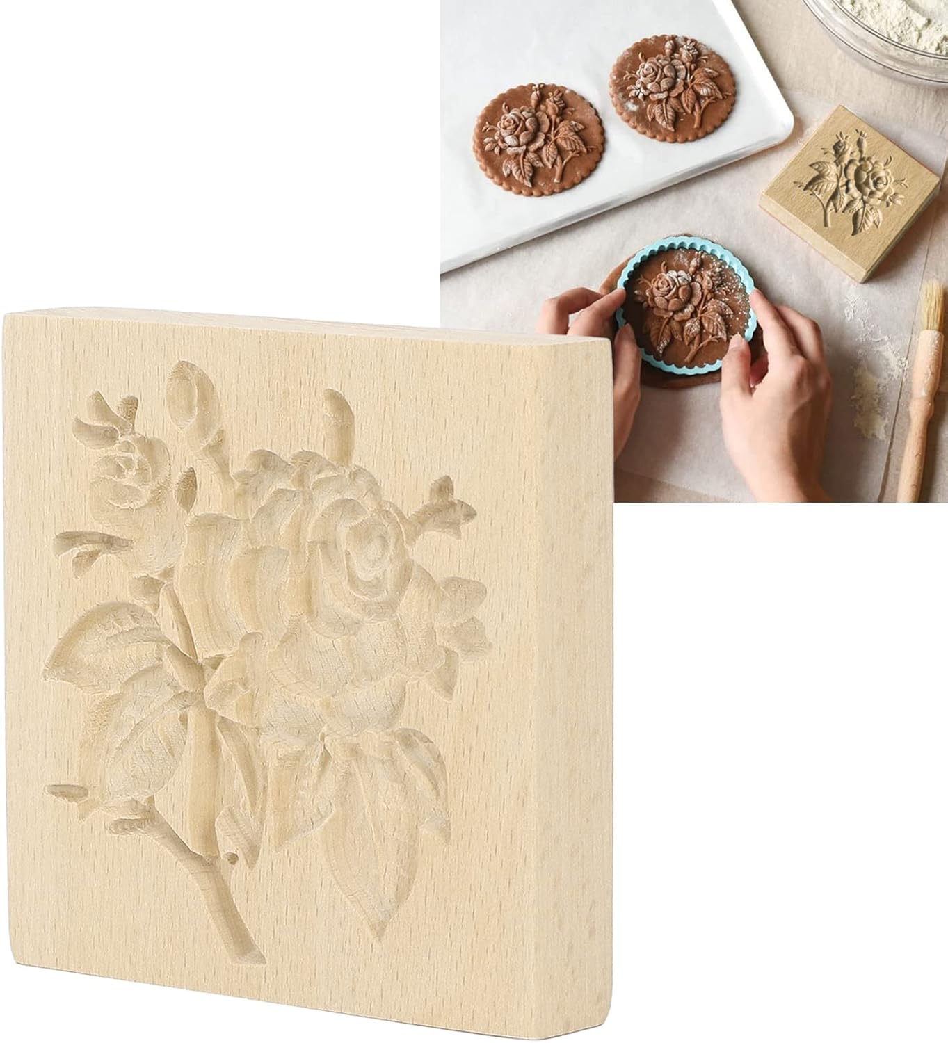 Beechwood Cookie Press Stamp for Baking and Crafting
