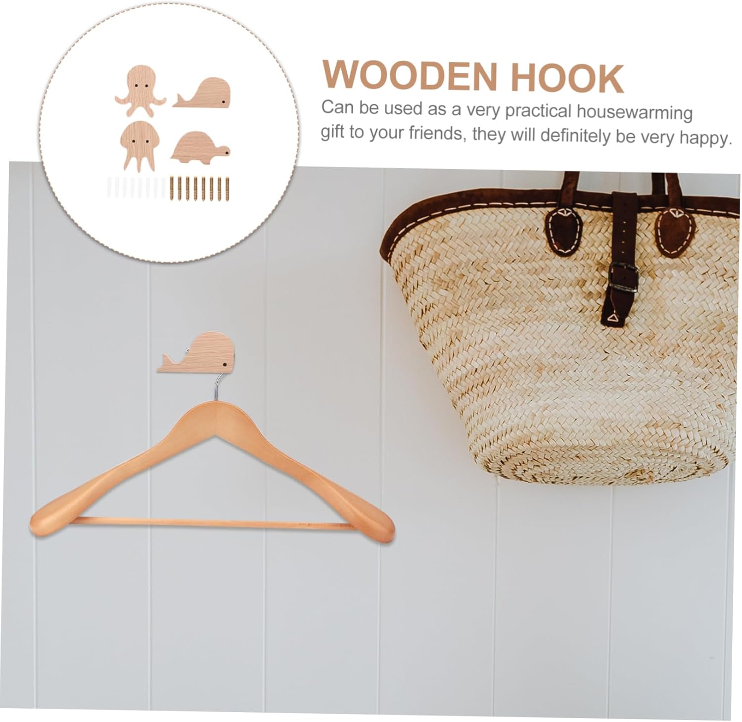 Sosoport Animal Wall Hooks with Oak Design