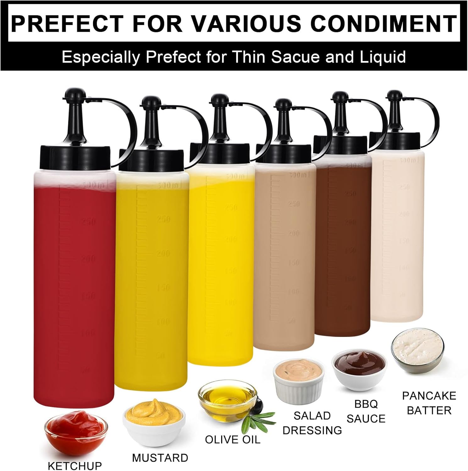 Uceoo 2 Pack 10oz Plastic Squeeze Bottles with Cap Funnel