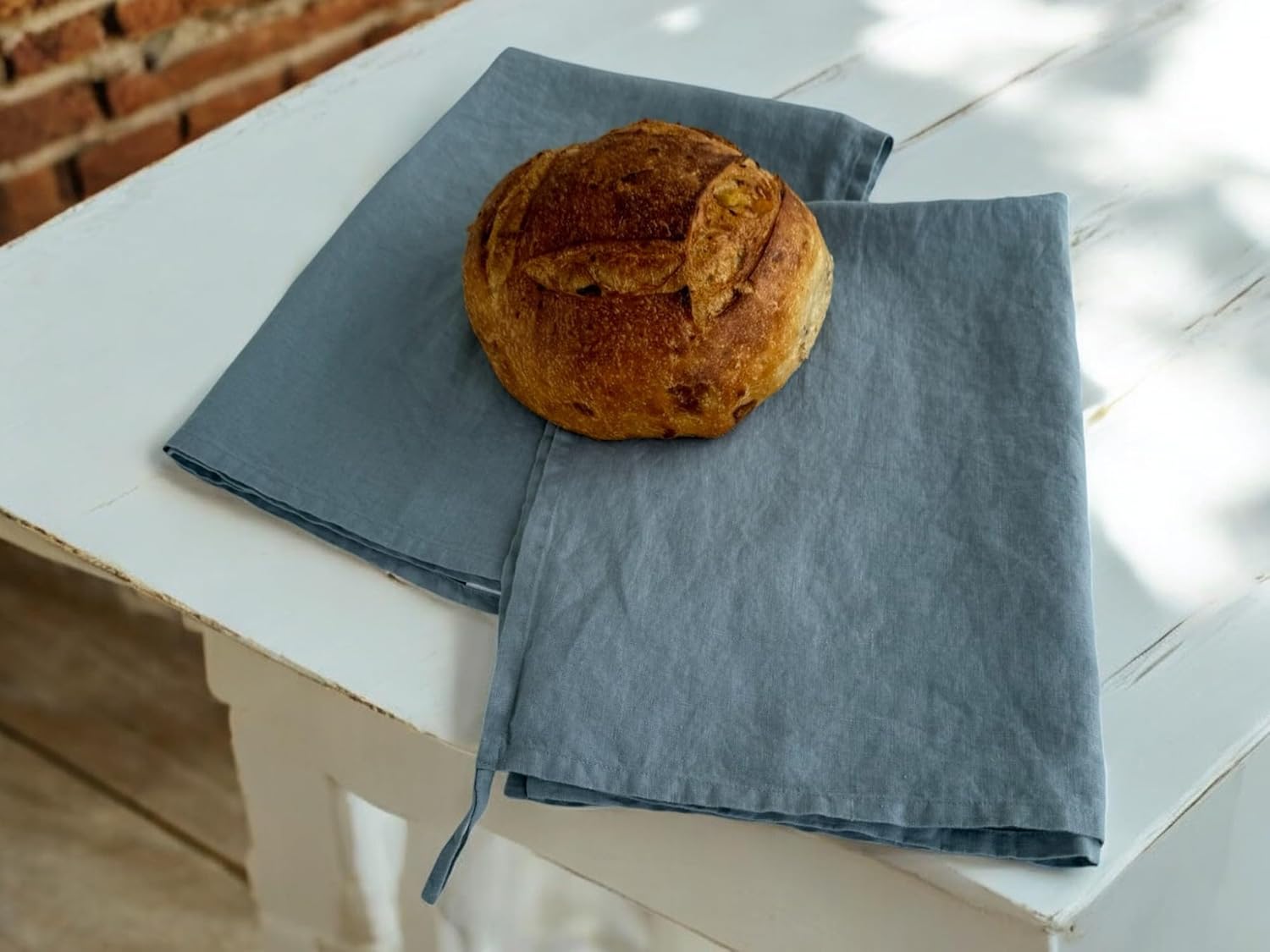 Eight Owls Linen Dish Towels - Set of 2 20x27 Inch Blue Bay