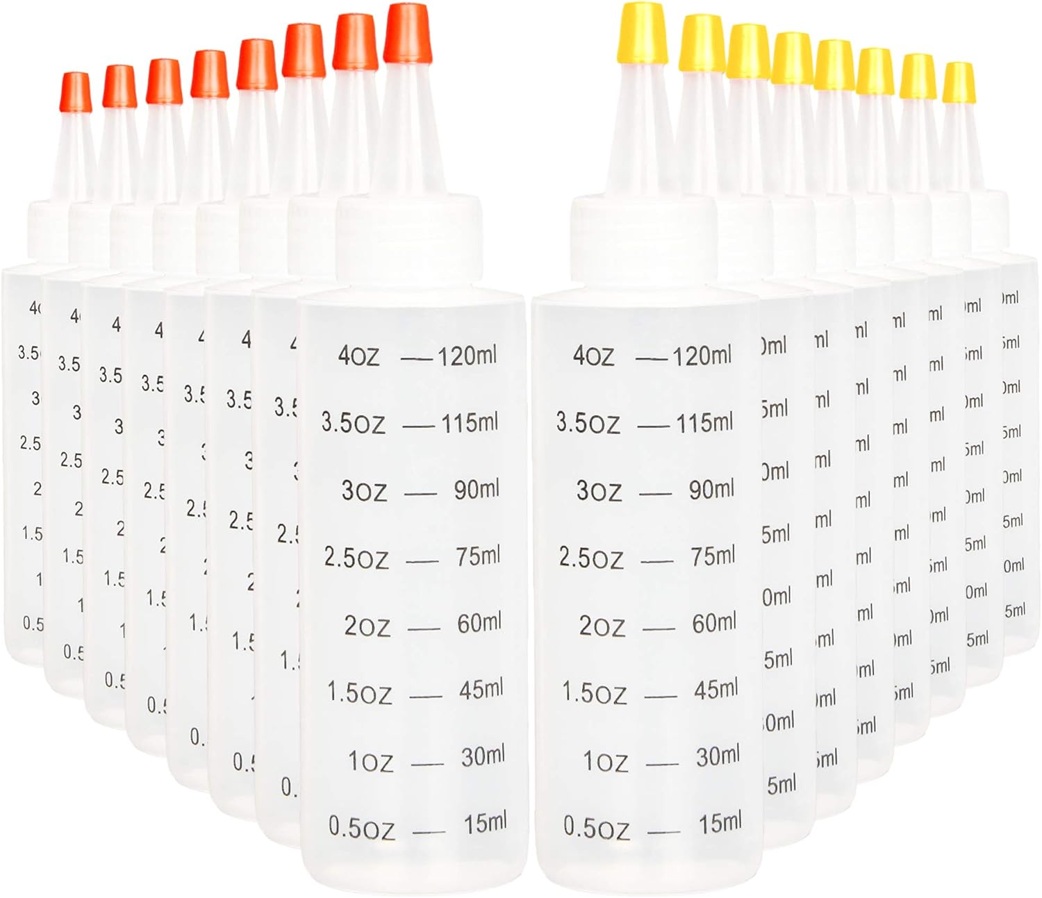 Youngever 16-Pack HDPE Squeeze Bottles with Tip Cap 4 Ounce