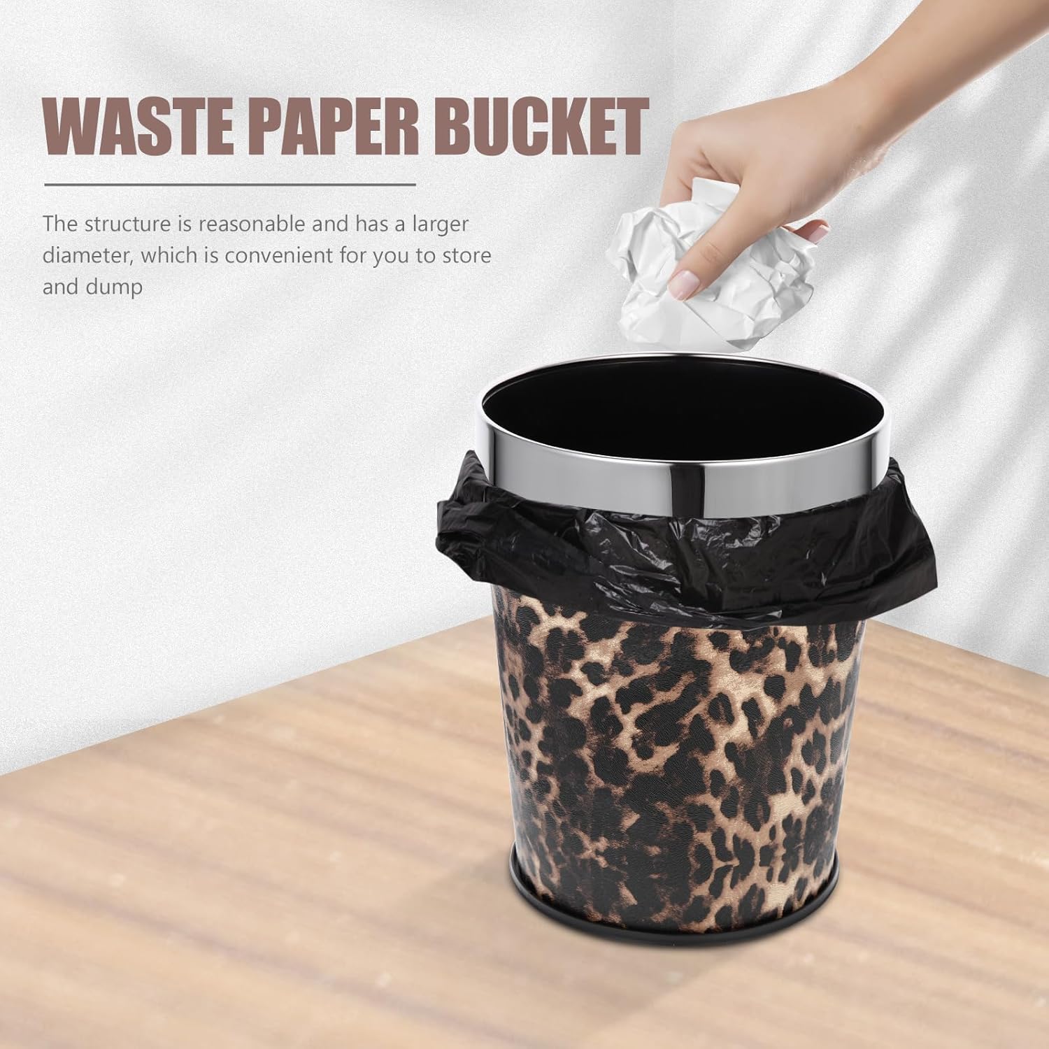 COHEALI 5L Metal Trash Can with Fixed Bag Ring