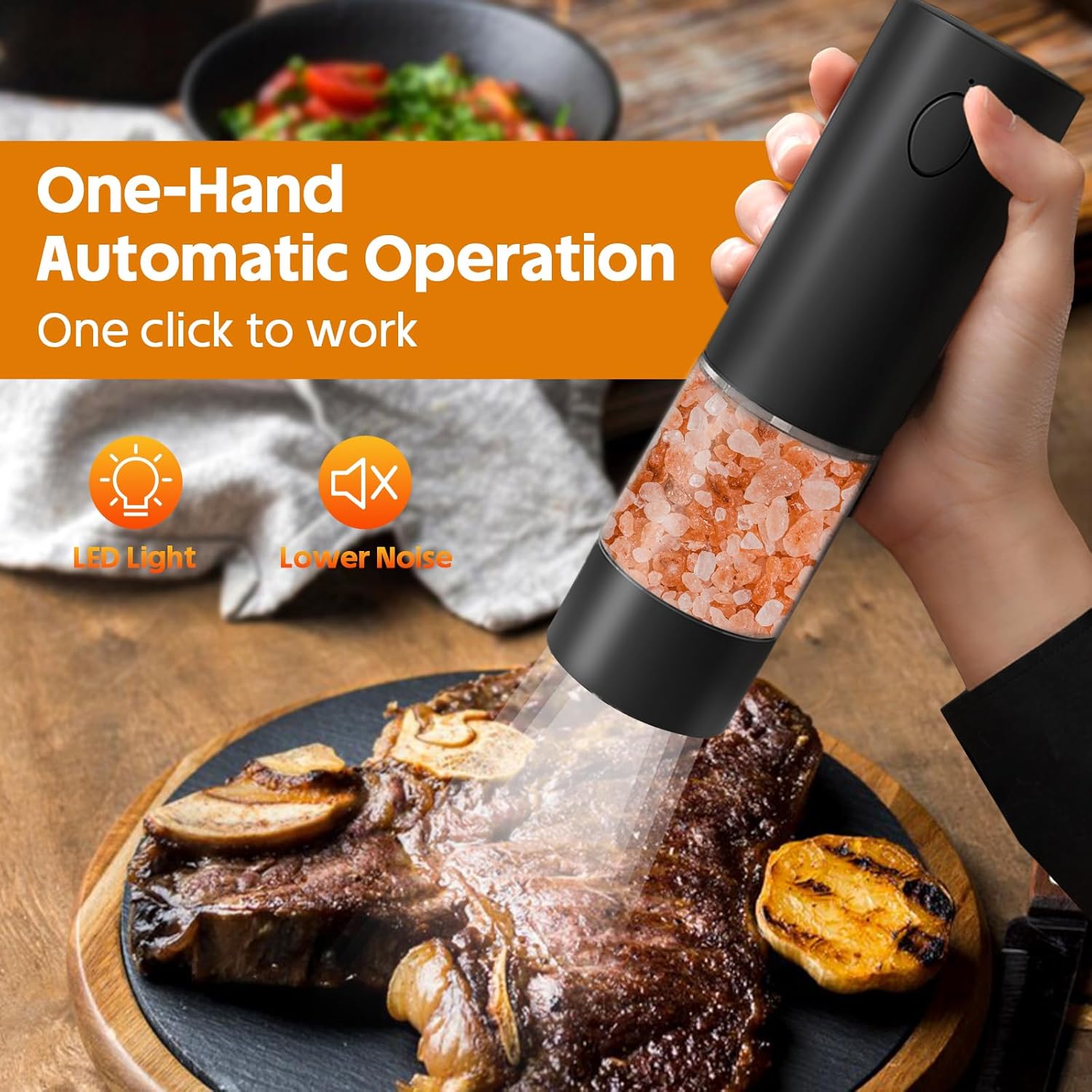 Electric Salt Pepper Grinder Set with LED Light