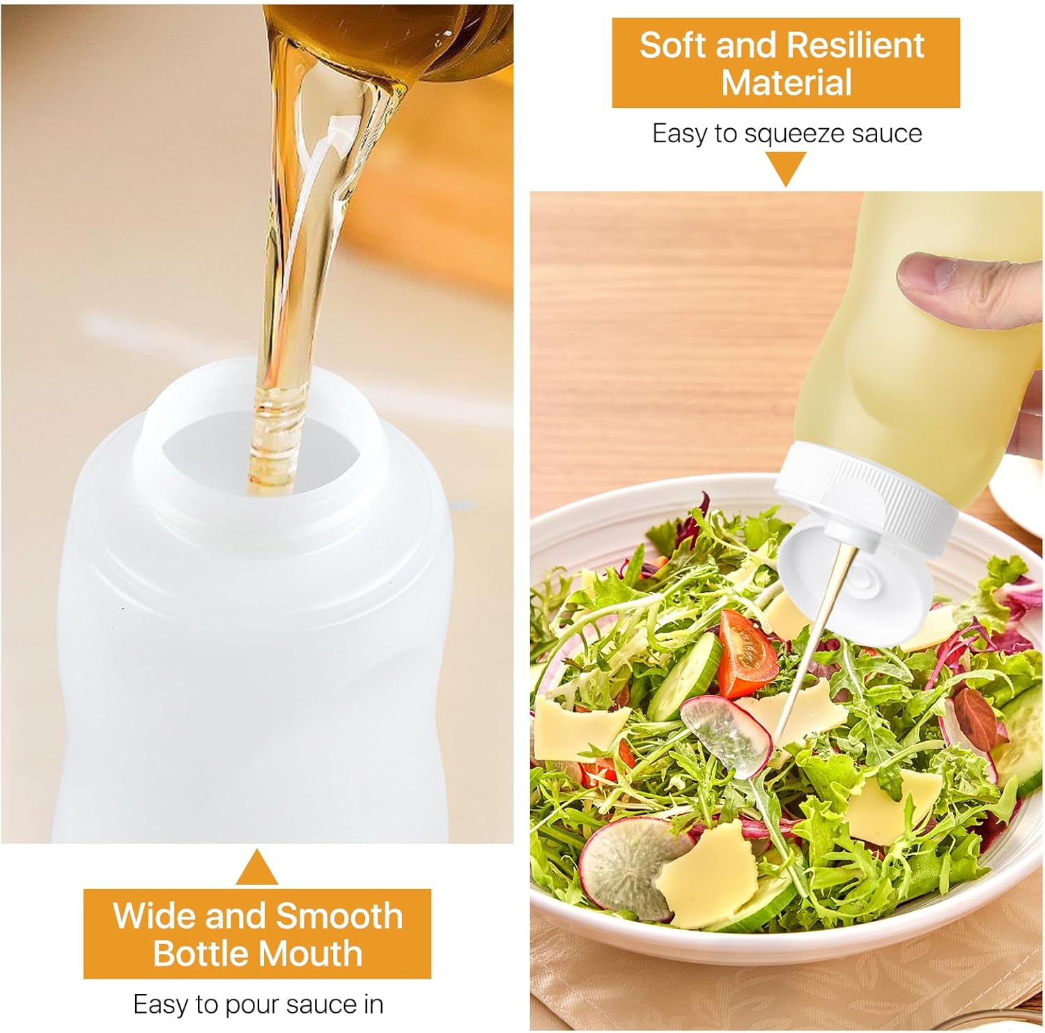 Akamino 9 Pcs Condiment Squeeze Bottles with Flip Top