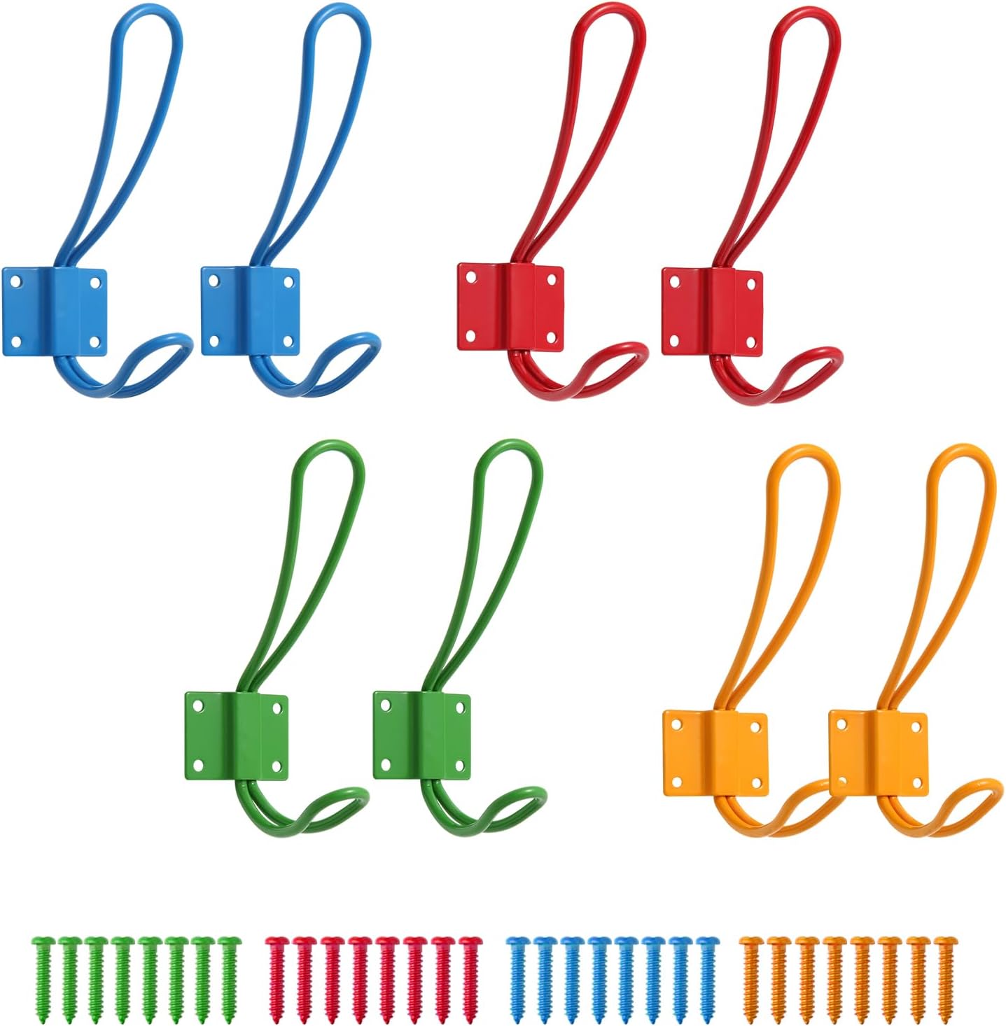 Kids Wall Hooks Set of 8 - Double Hooks for Kids