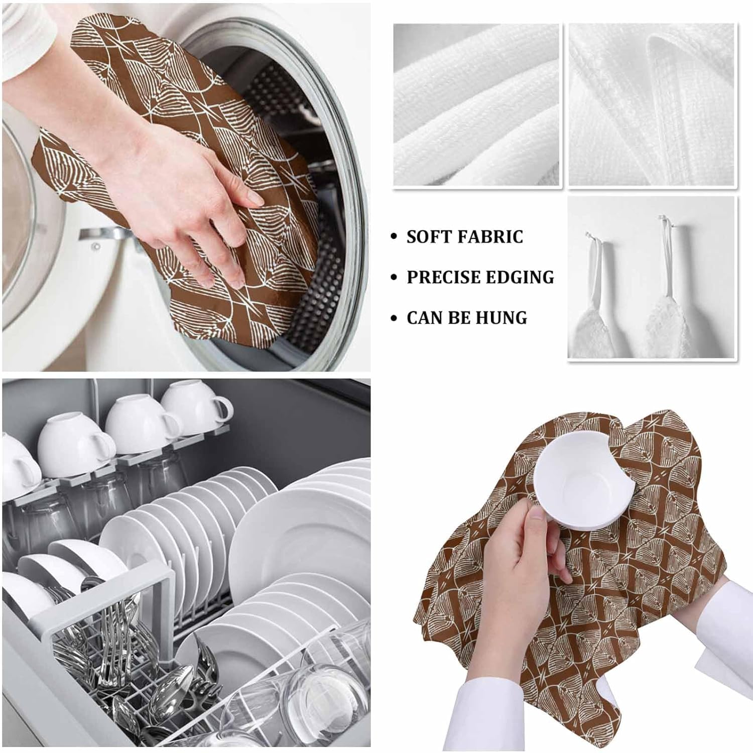 ZOE GARDEN Geometric Brown Dish Towels 4-PC Set