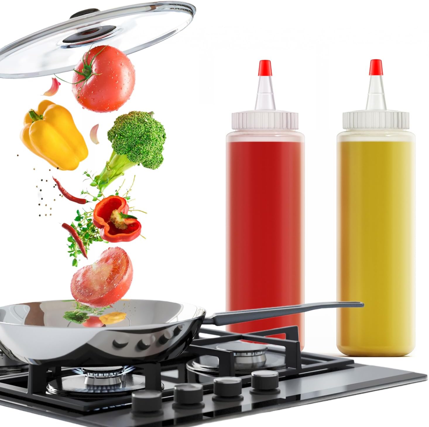 Bar5F Condiment Squeeze Bottles 2 Pack 8 Ounce