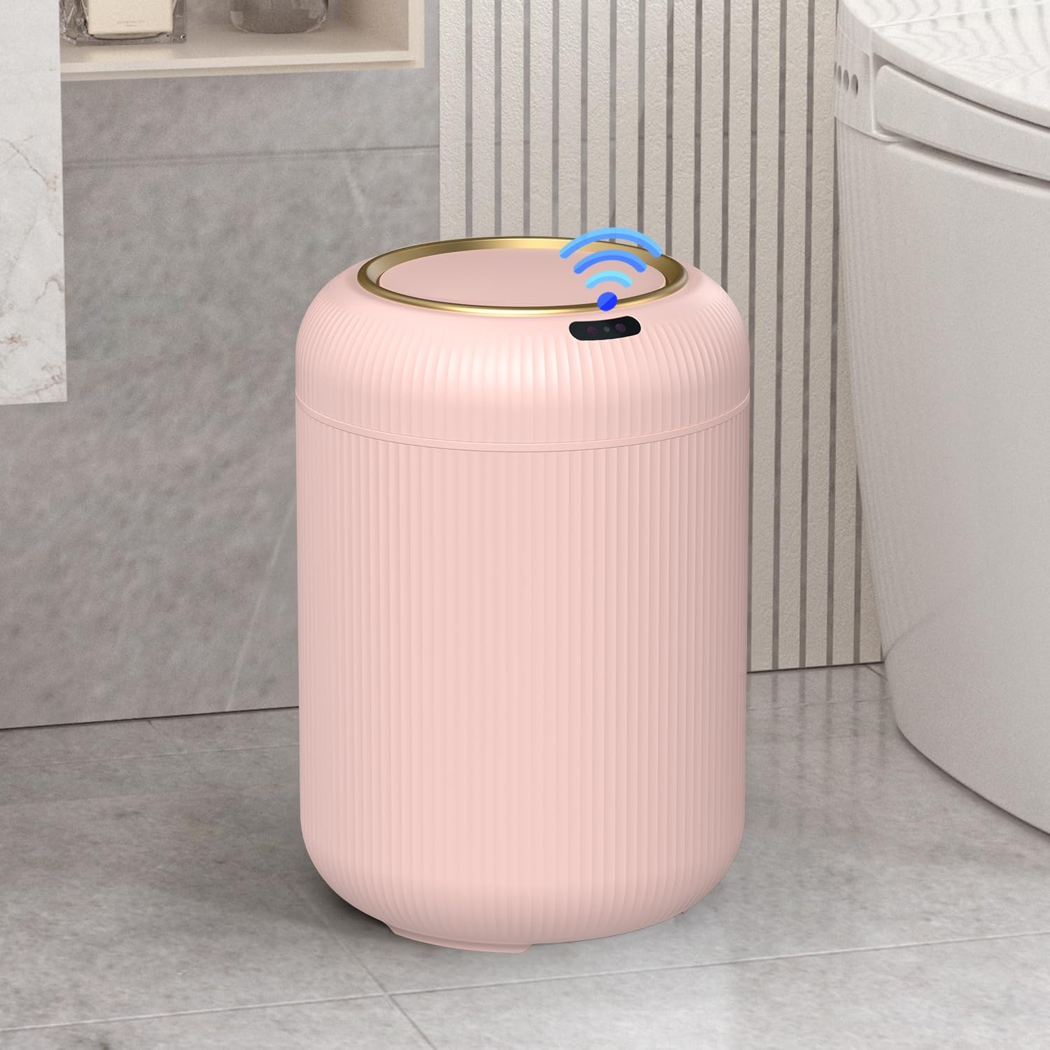 Smart Bathroom Trash Can with Touchless Lid