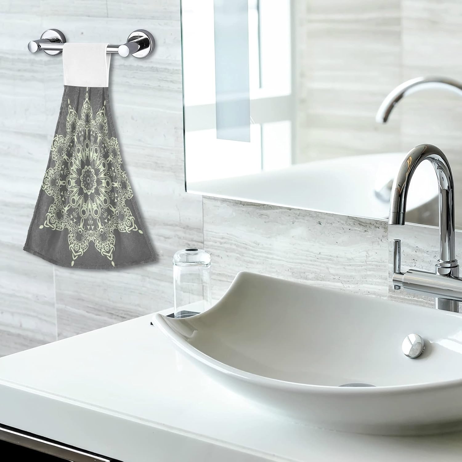 Vnurnrn Hand Towels Set 2 Pcs Elegant Mandala Design
