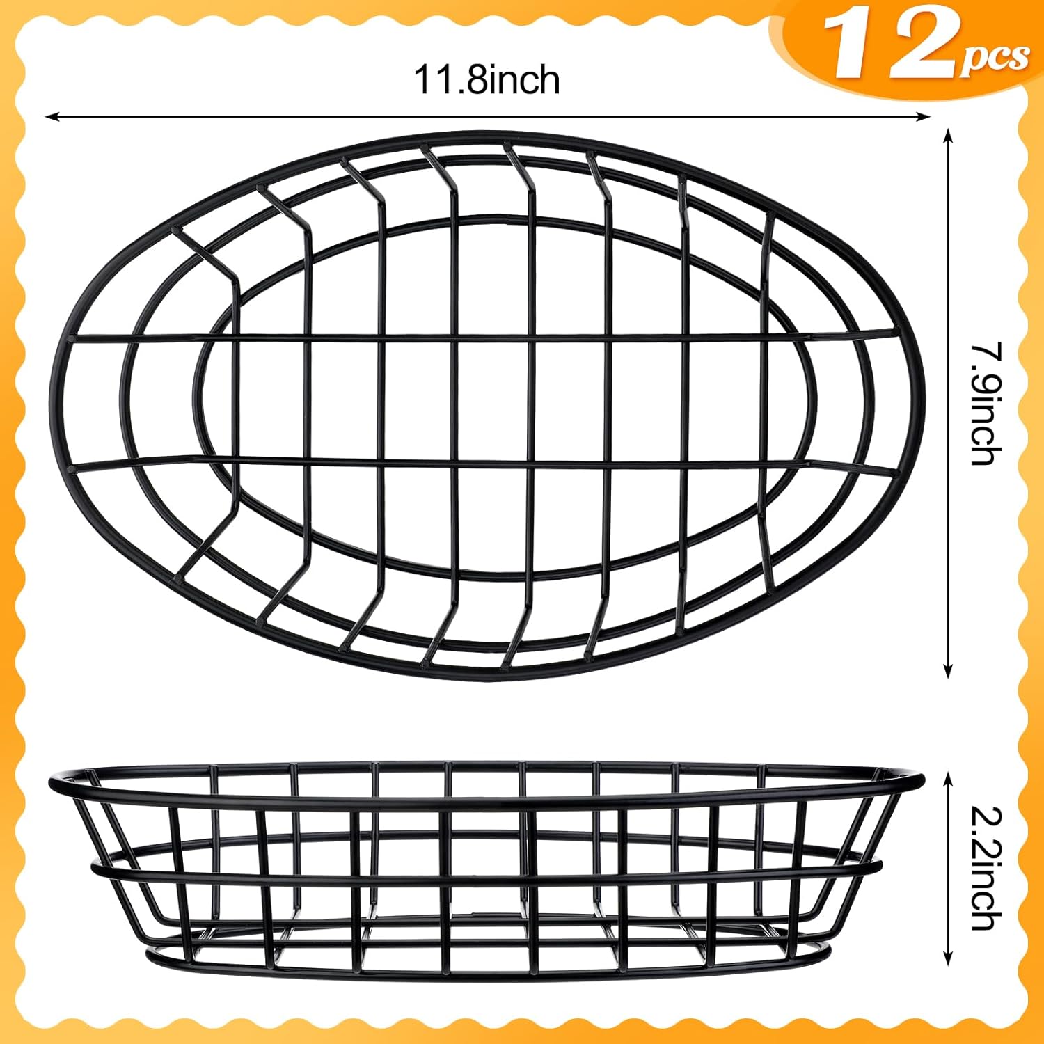 Hushee 12 Pcs Wire Bread Baskets with Liners
