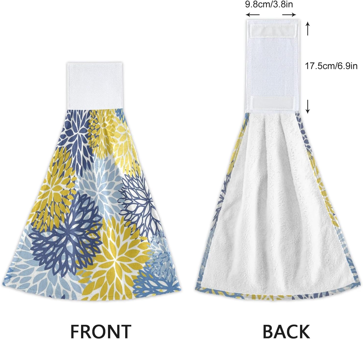 Kcldeci Dahlia Floral Hanging Kitchen Towels Set 2 Pcs