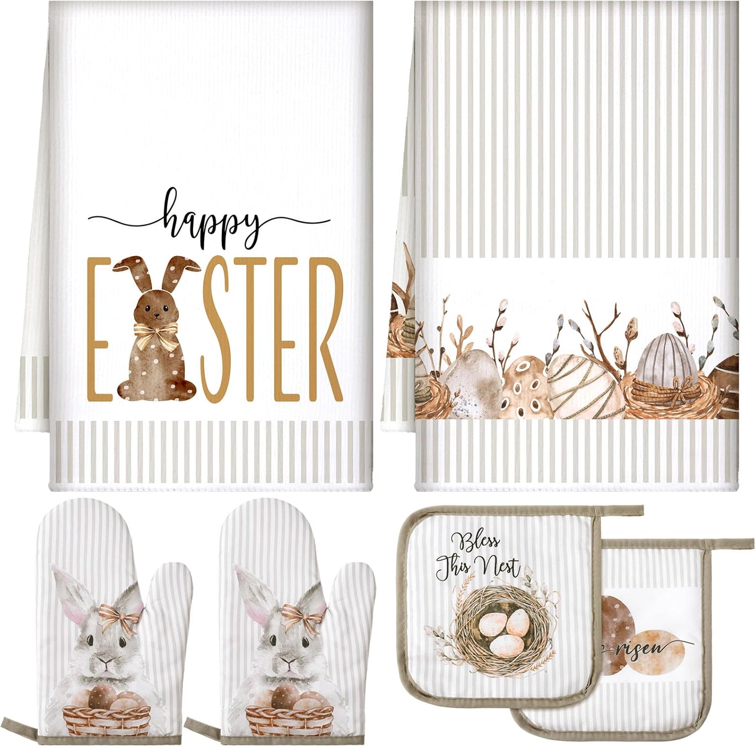 Bencailor 6 Pcs Easter Kitchen Towel Set