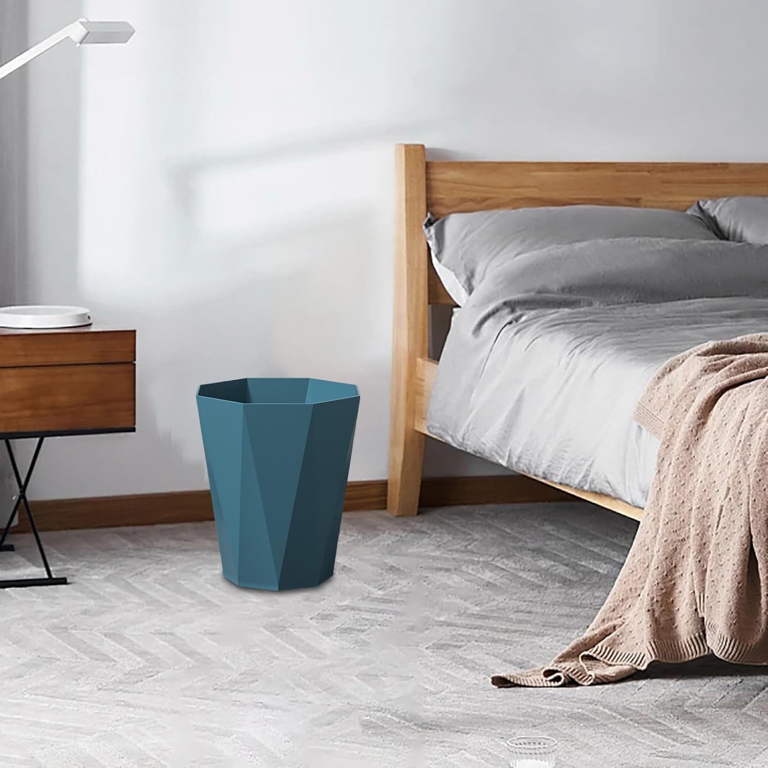 Polygon Small Blue Trash Can for Bathrooms