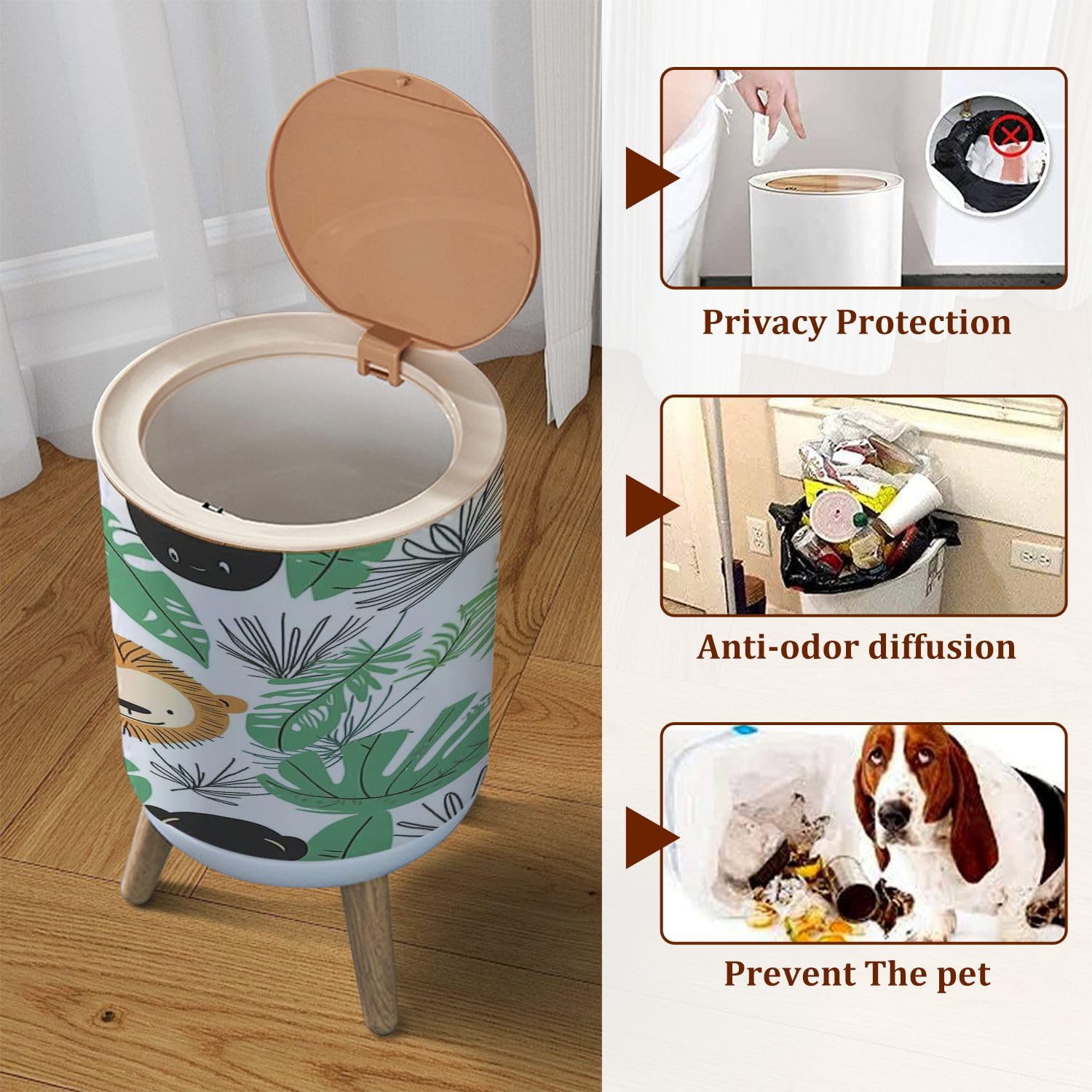 JBNJANKDAV Small Trash Can with Lid for Kids 1