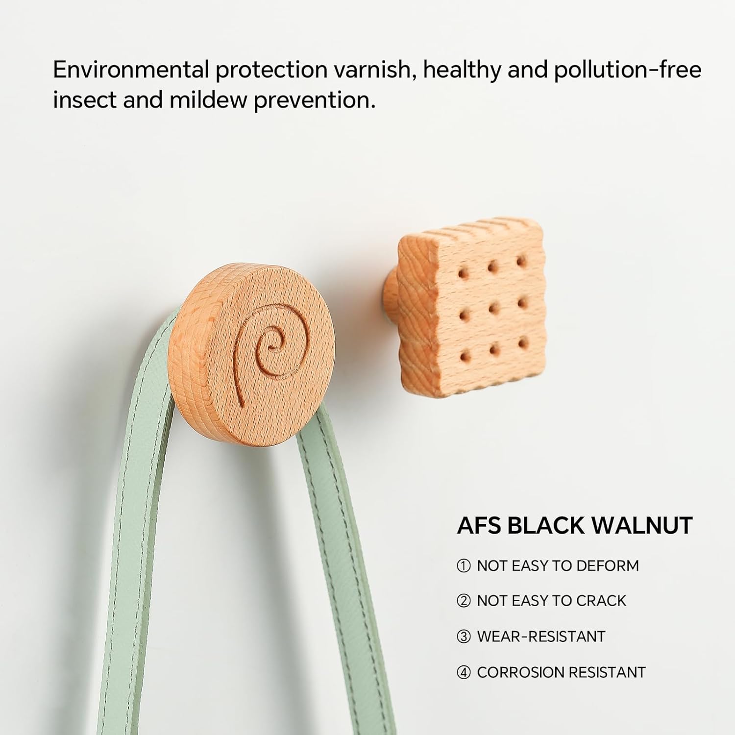 WONQEXZ Wooden Wall Hooks Set of 6 Ice Cream Cookie Design