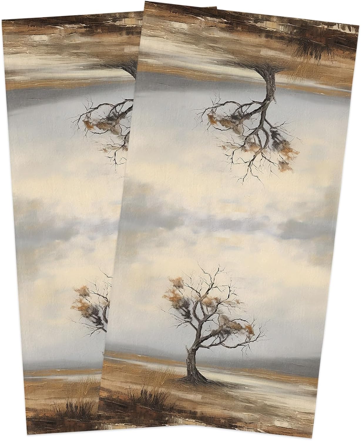 ZOE GARDEN Wild Leaves Dish Towel Set 2-Pack 18x28 Microfiber Kitchen Towels